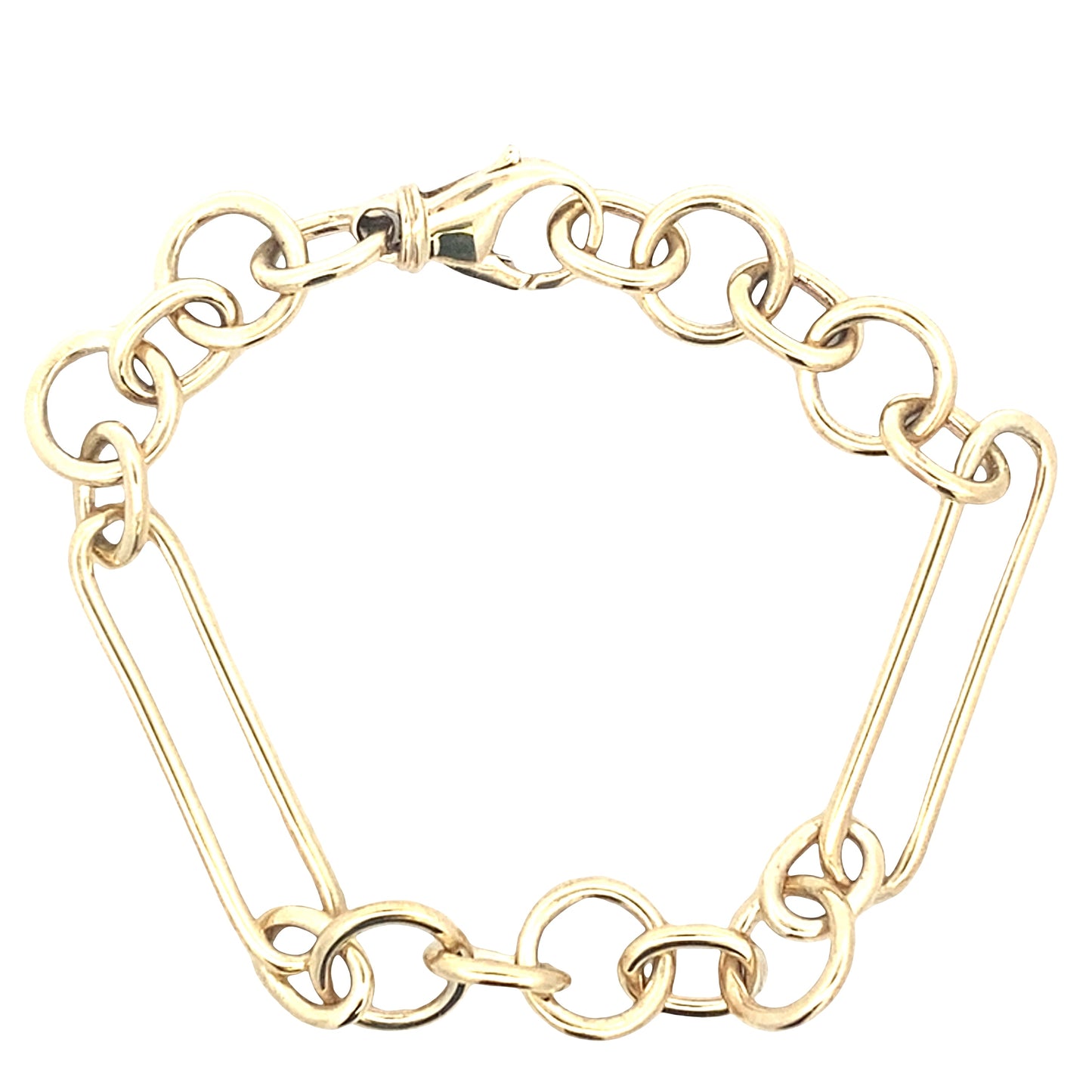 Yellow Gold Oblong and round link bracelet