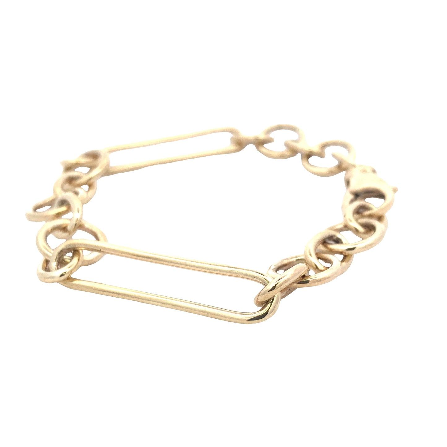 Yellow Gold Oblong and round link bracelet