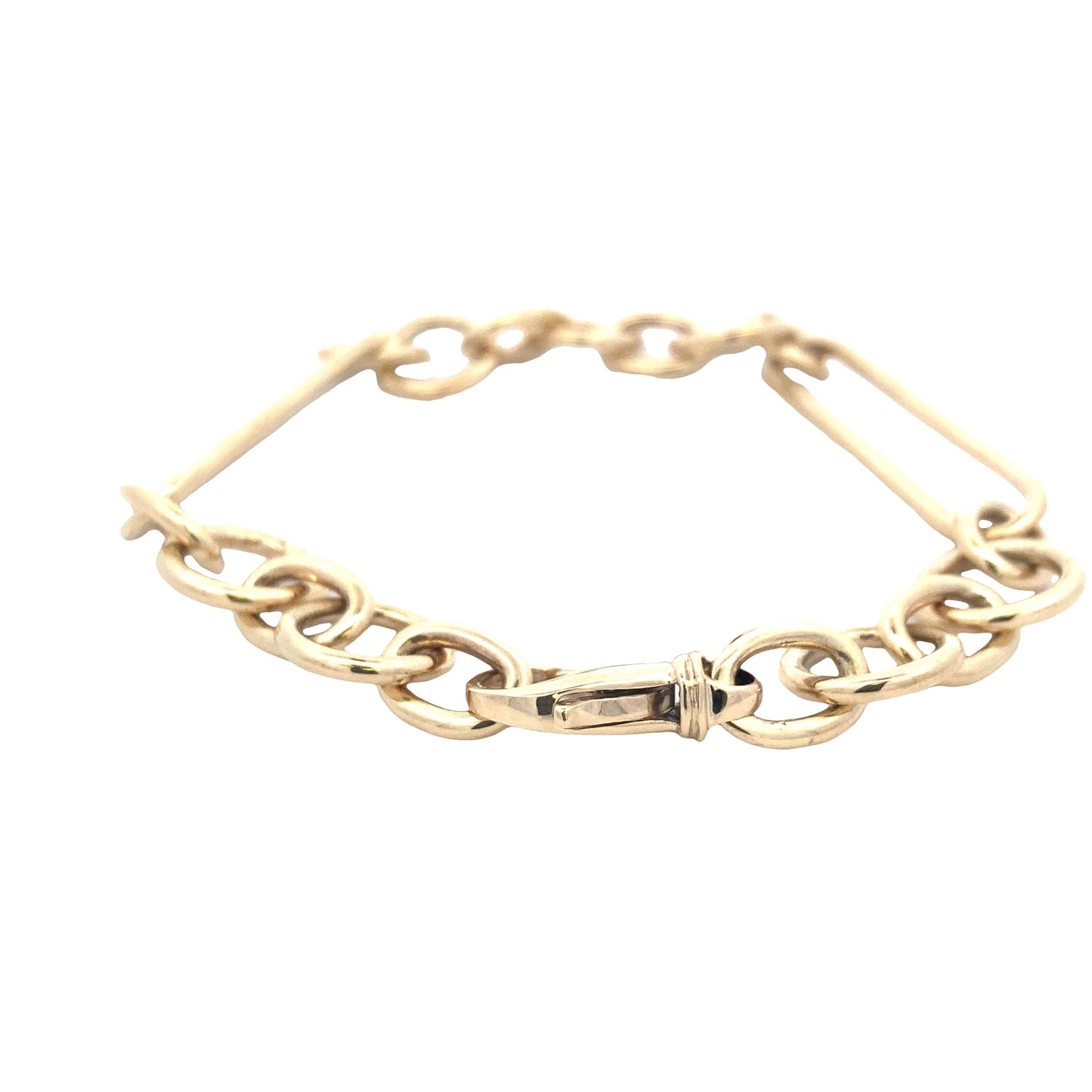 Yellow Gold Oblong and round link bracelet