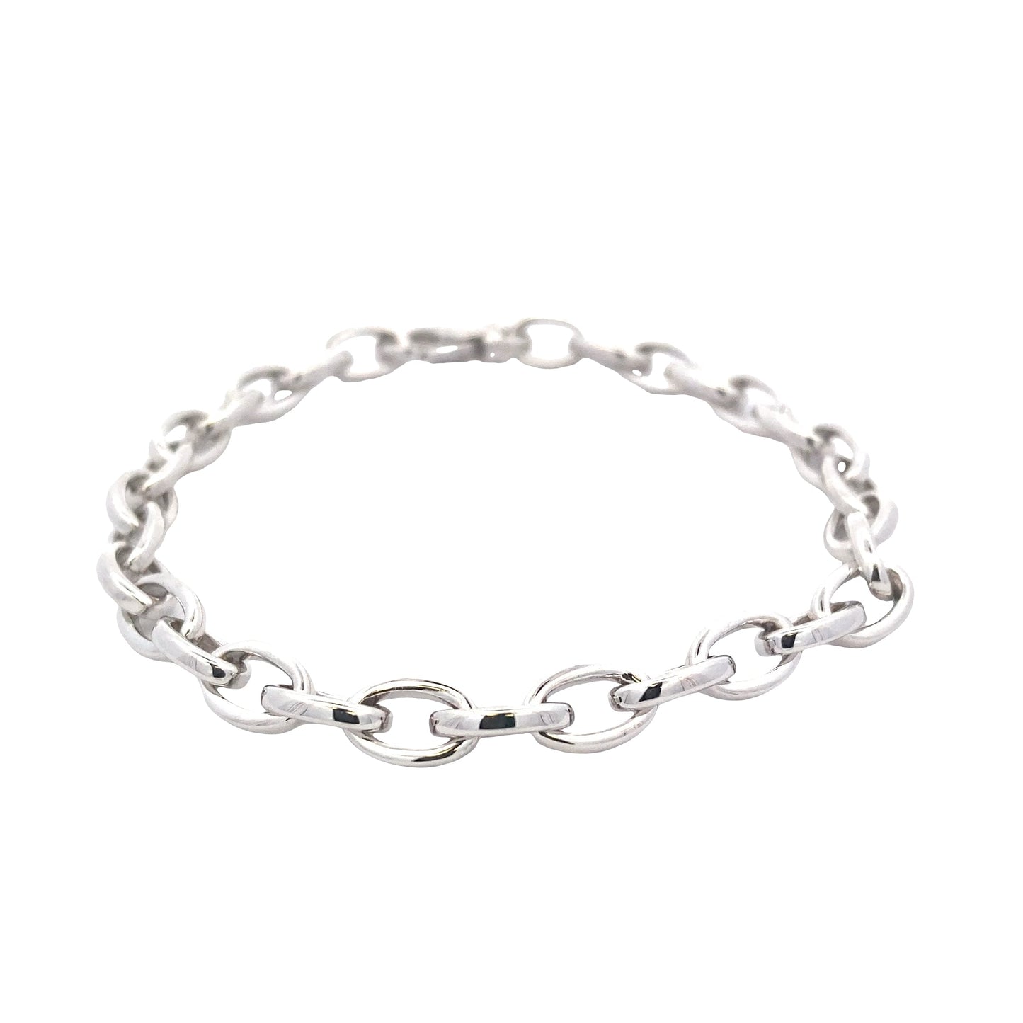 White Gold oval Link Bracelet