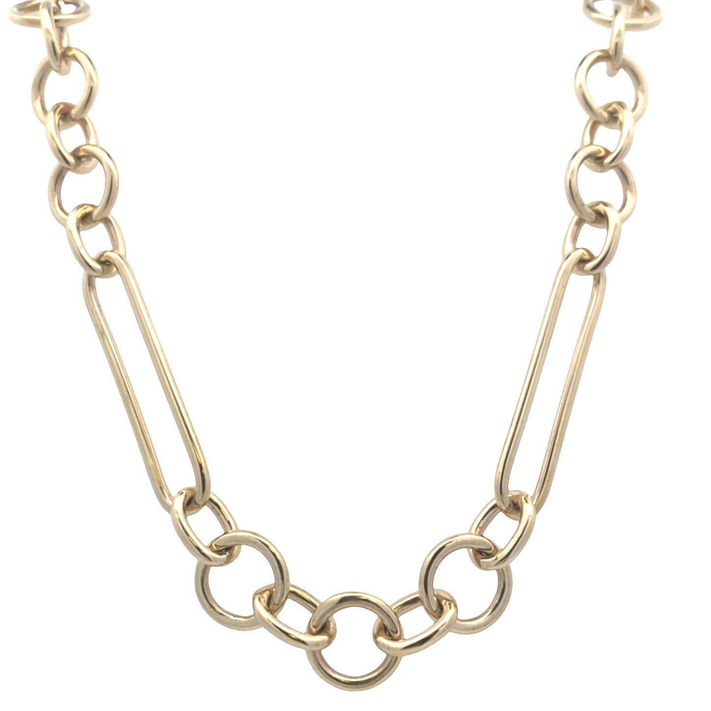 Yellow Gold Large oblong and round link necklet