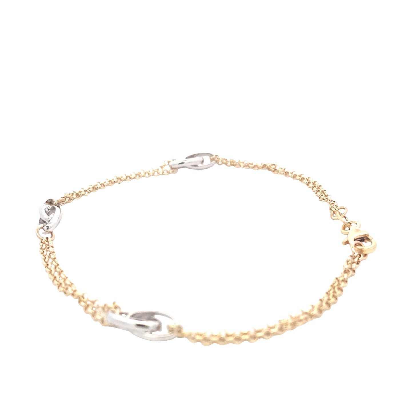 Yellow Gold Chain Bracelet with white gold oval links