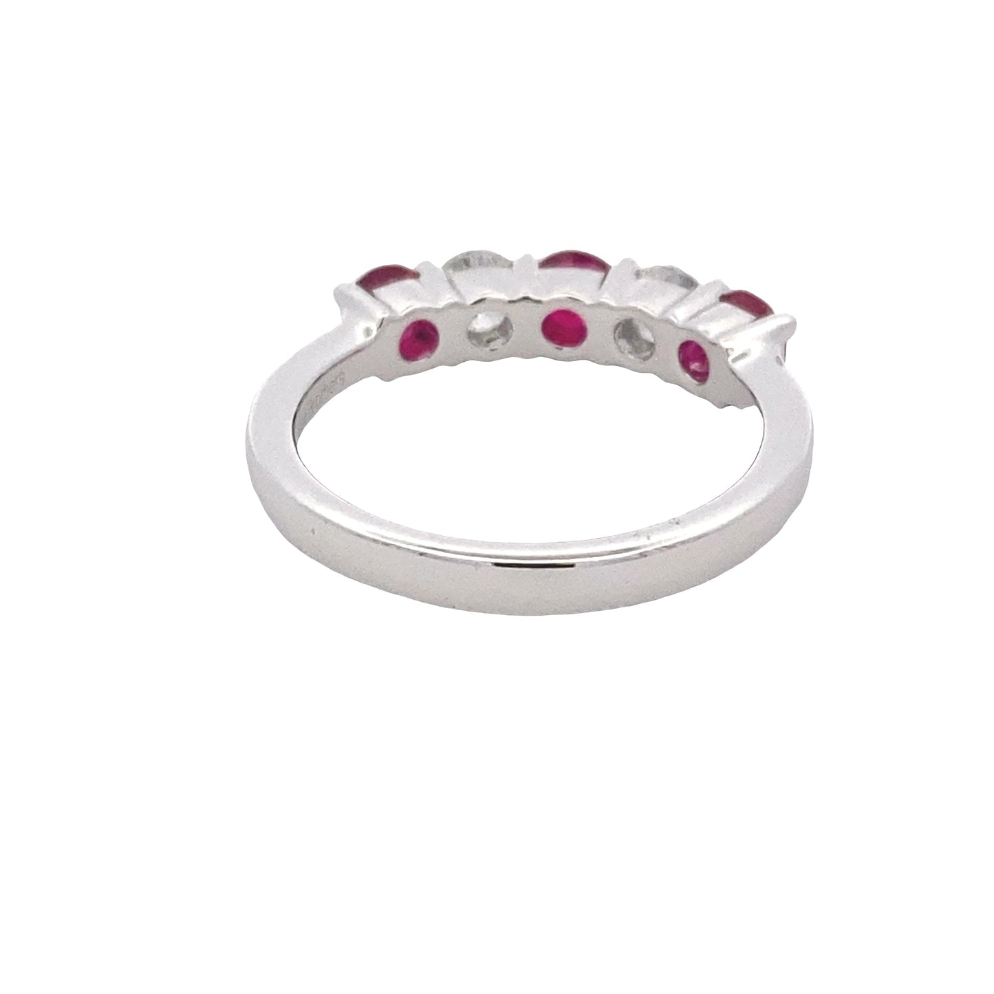 Ruby and Diamond 5 Stone Eternity Style Ring