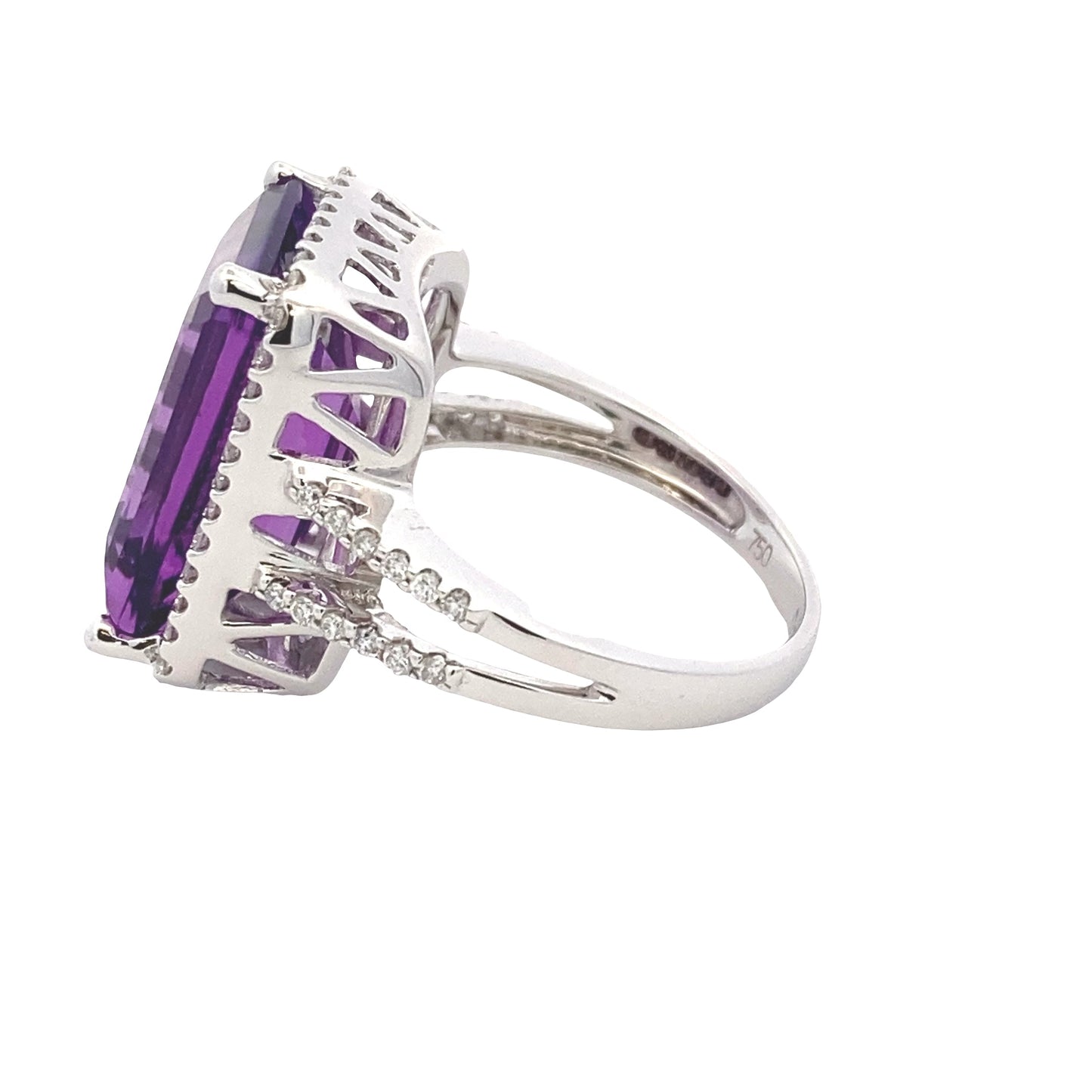Octagonal Amethyst and Diamond Halo Ring Gardiner Brothers
