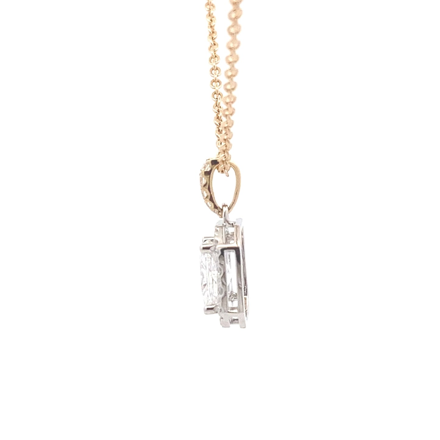 Radiant Cut Diamond Halo Cluster Style Pendant - 1.21cts