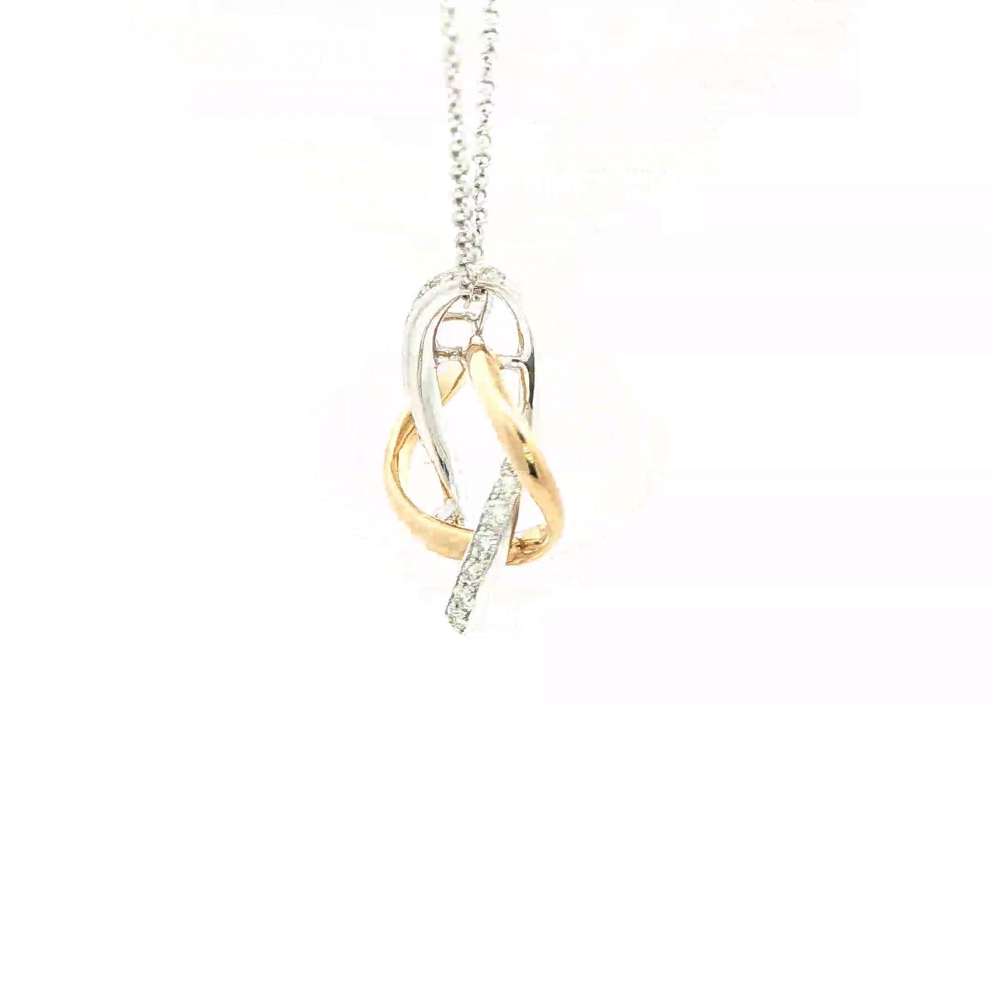 Yellow and White Gold Diamond Knot Pendant