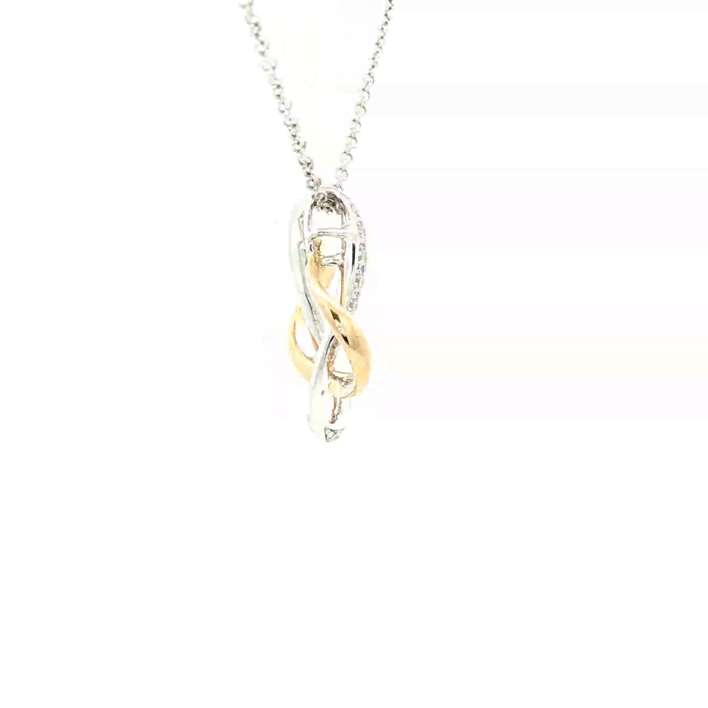 Yellow and White Gold Diamond Knot Pendant