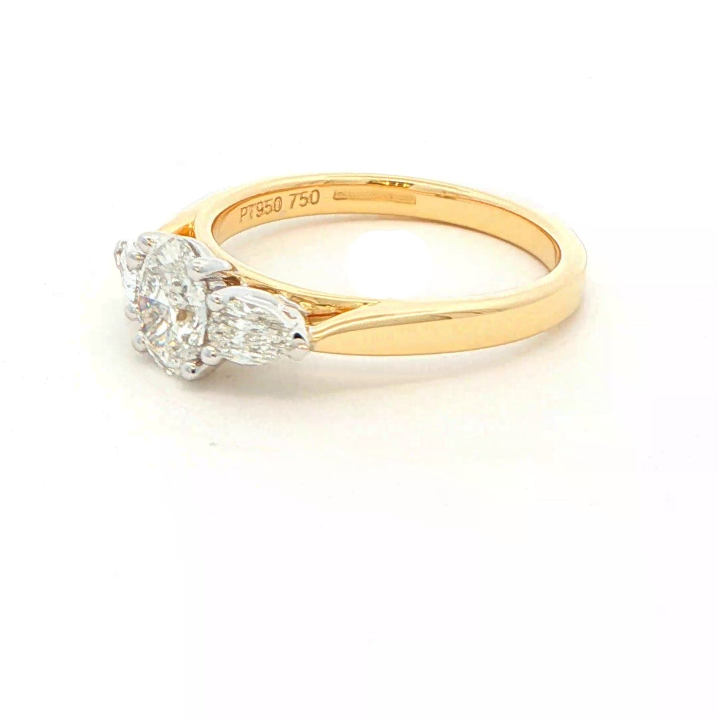 Oval and pear shaped diamond 3 stone ring - 1.00cts Gardiner Brothers