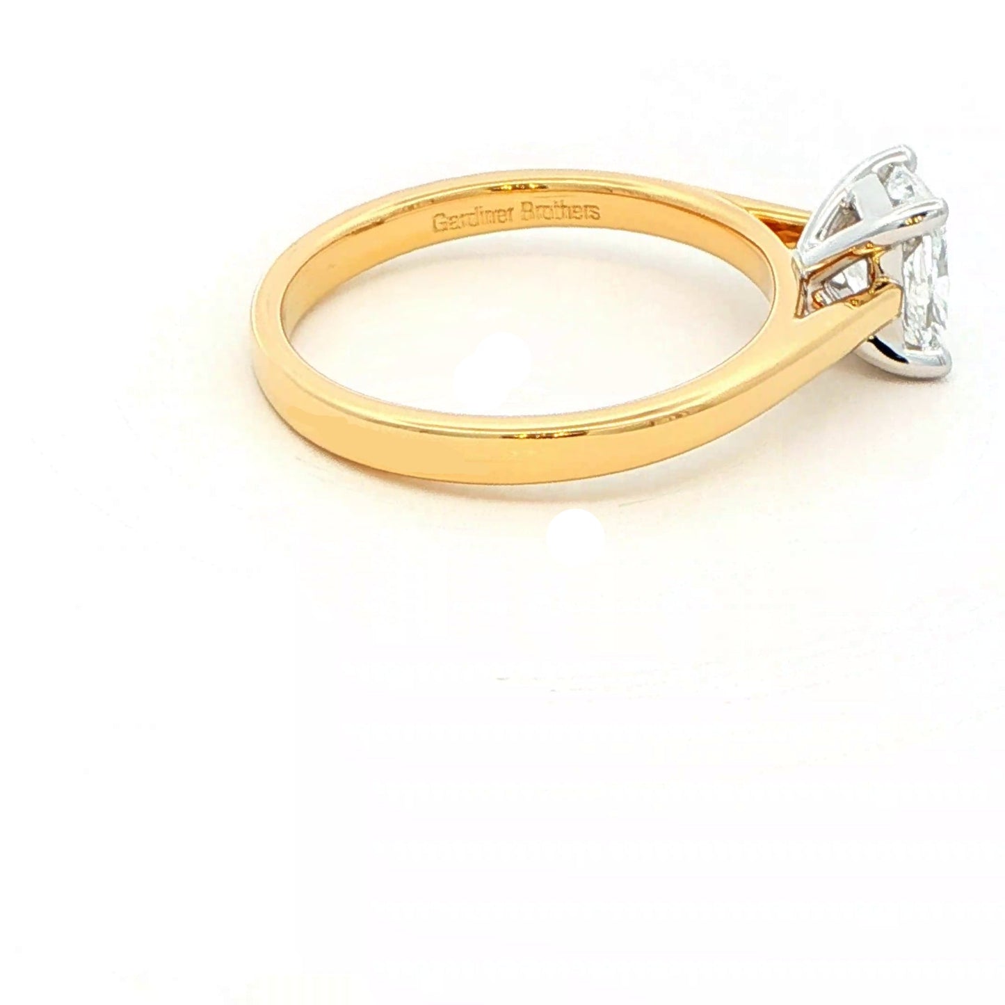 Yellow Gold Elongated cushion shaped diamond solitaire ring - 0.90cts Gardiner Brothers