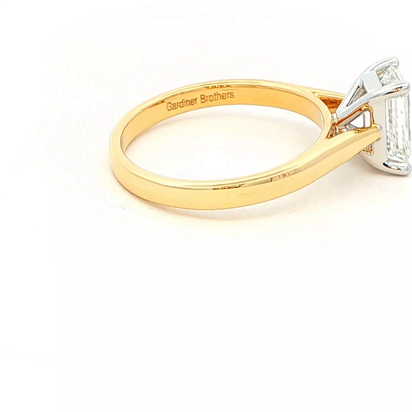 Yellow Gold Emerald cut diamond solitaire ring - 1.52cts Gardiner Brothers