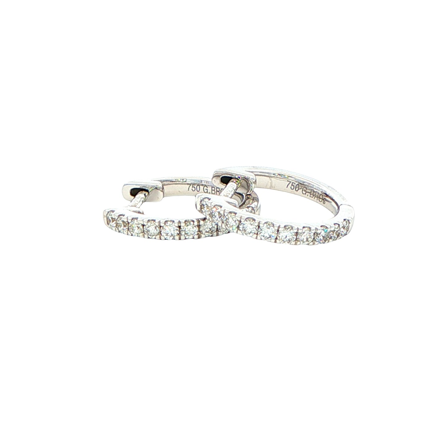 Round Brilliant Cut Diamond set Hoop Earrings 12mm - 0.20cts
