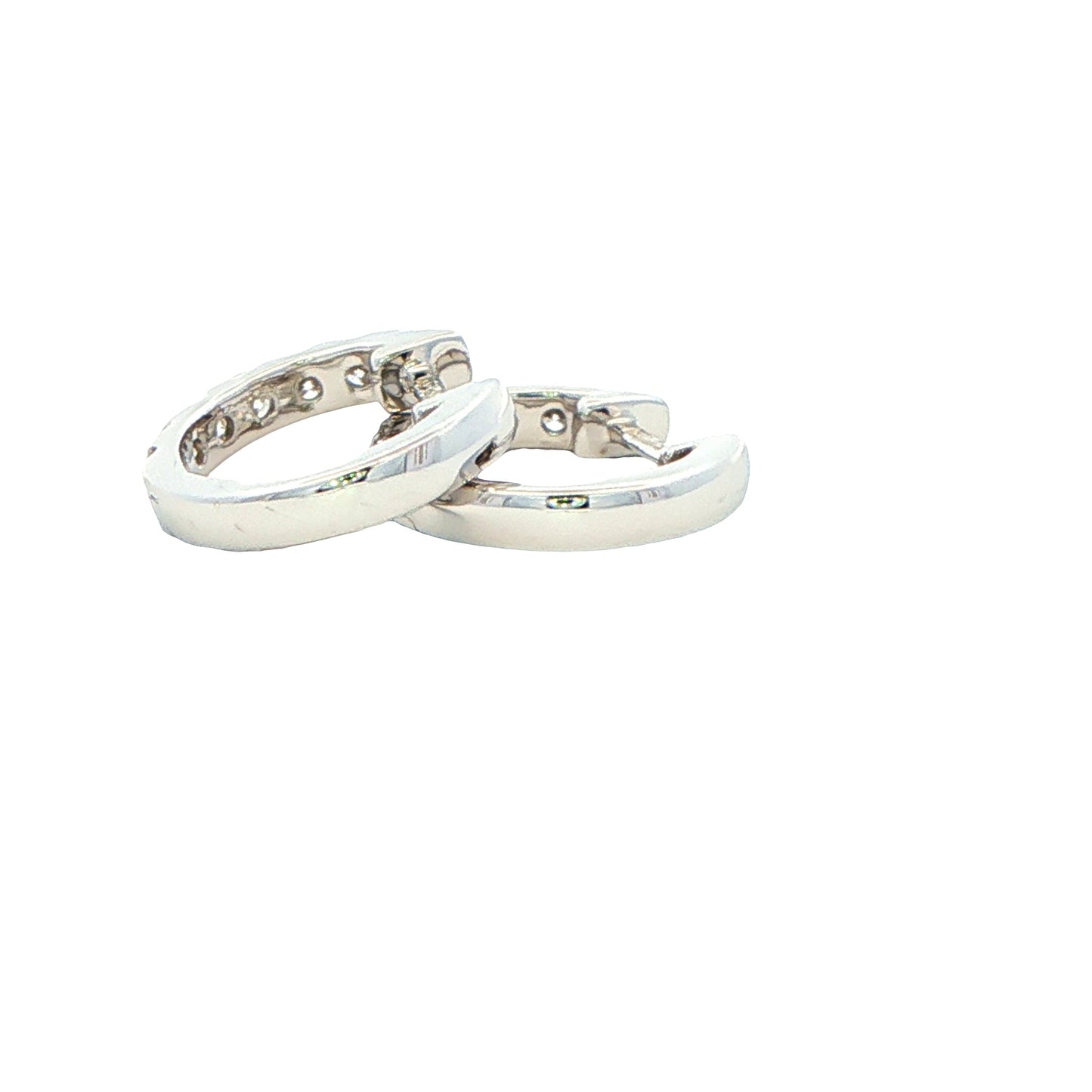 Round Brilliant Cut Diamond Set Hoop Earrings 12mm - 0.40cts