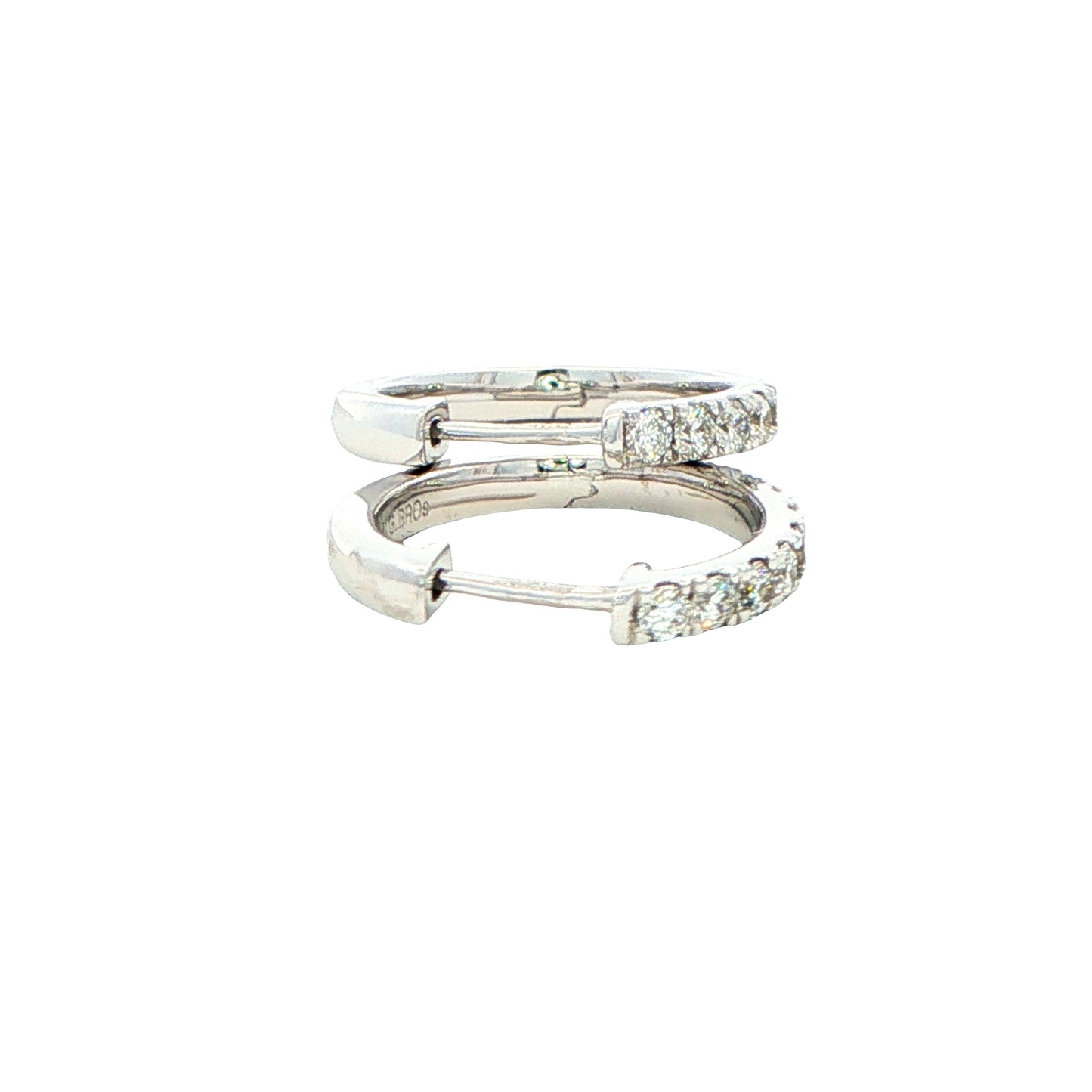 Round Brilliant Cut Diamond Set Hoop Earrings 14mm - 0.30cts