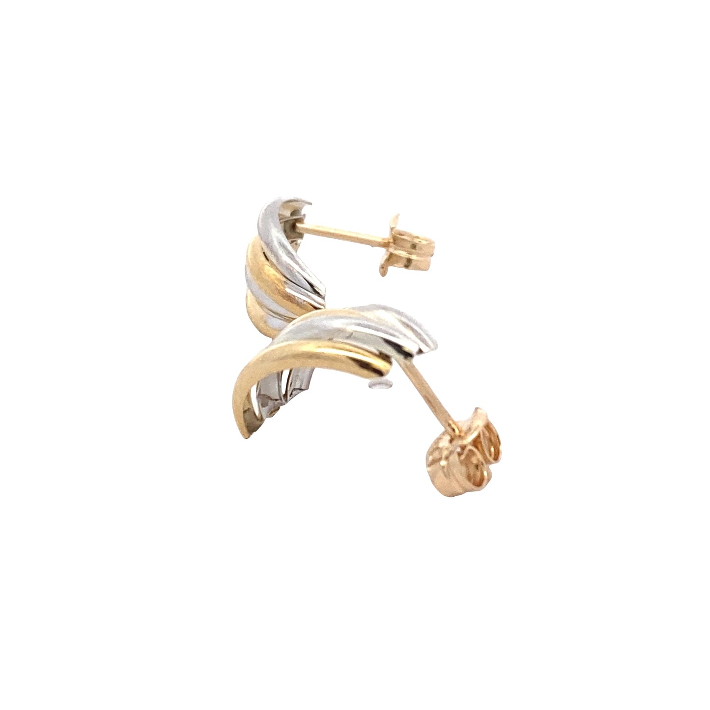 Yellow and White Gold 4 Strand Half Hoop Earrings