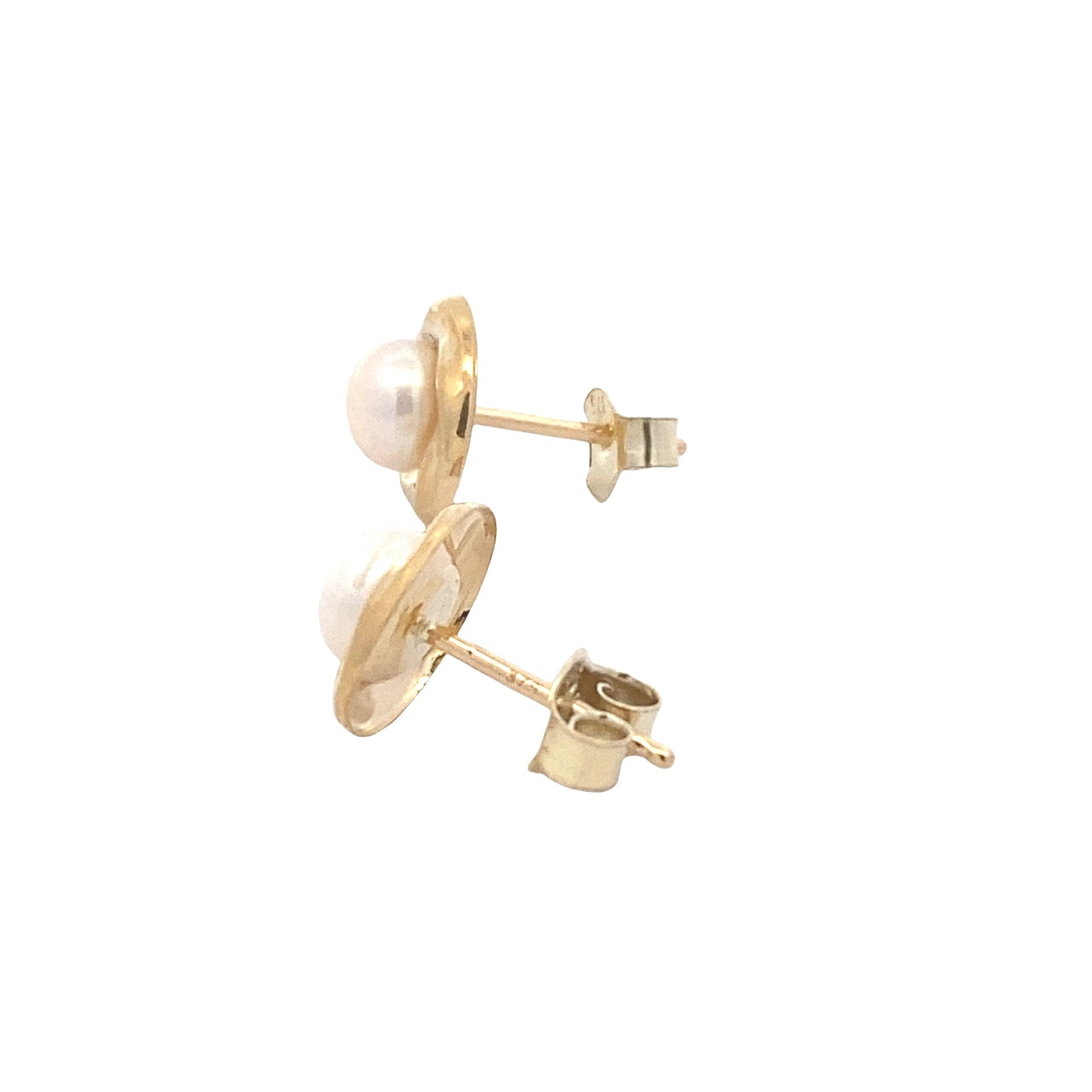 Yellow Gold Fresh Water Pearl Stud Earrings