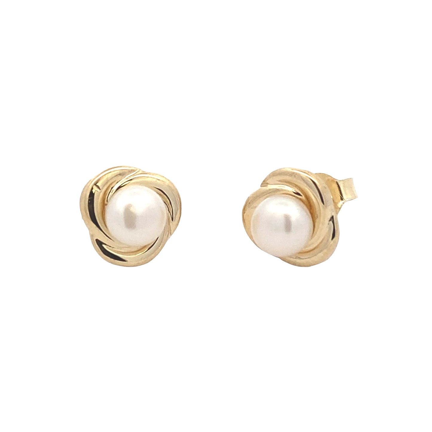 Yellow Gold Fresh Water Pearl Stud Earrings