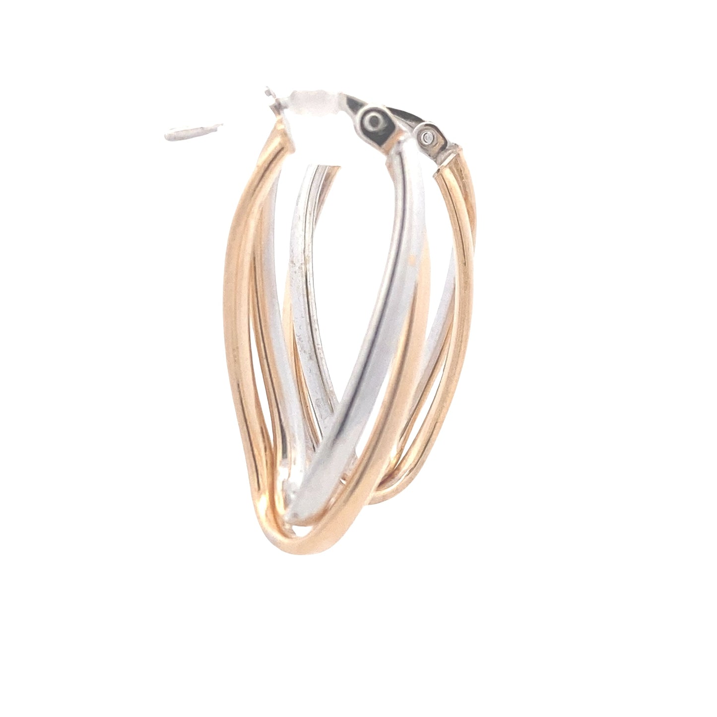 Yellow and White Gold 2 Strand Open Wavy Hoop Earrings