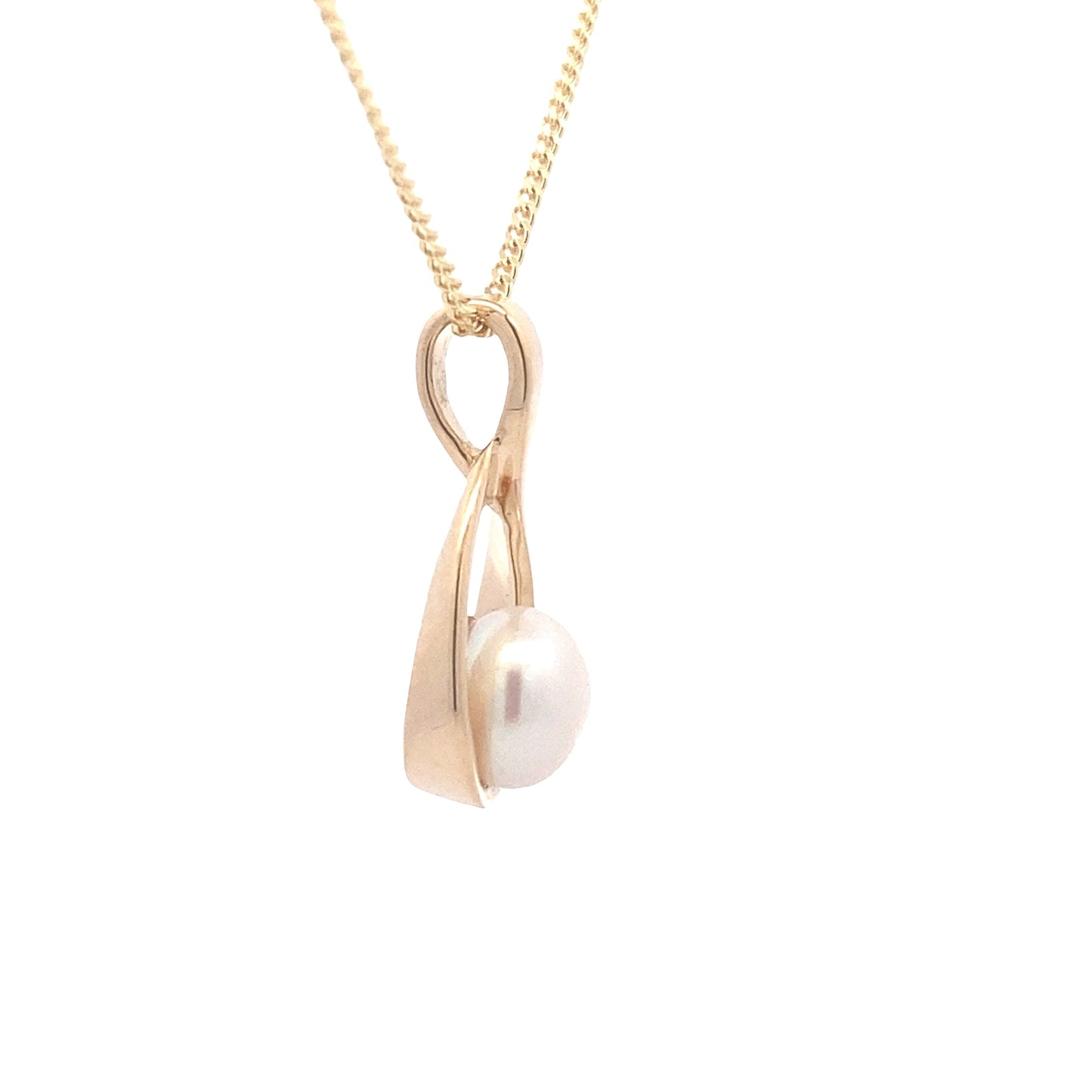 Yellow Gold Teardrop Style Fresh Water Pearl Pendant