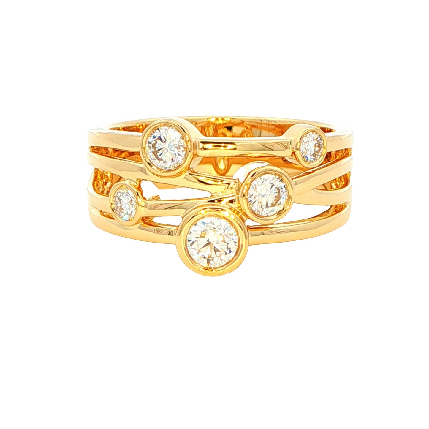 Round Brilliant Cut Diamond Bubble Style Ring - 0.65cts