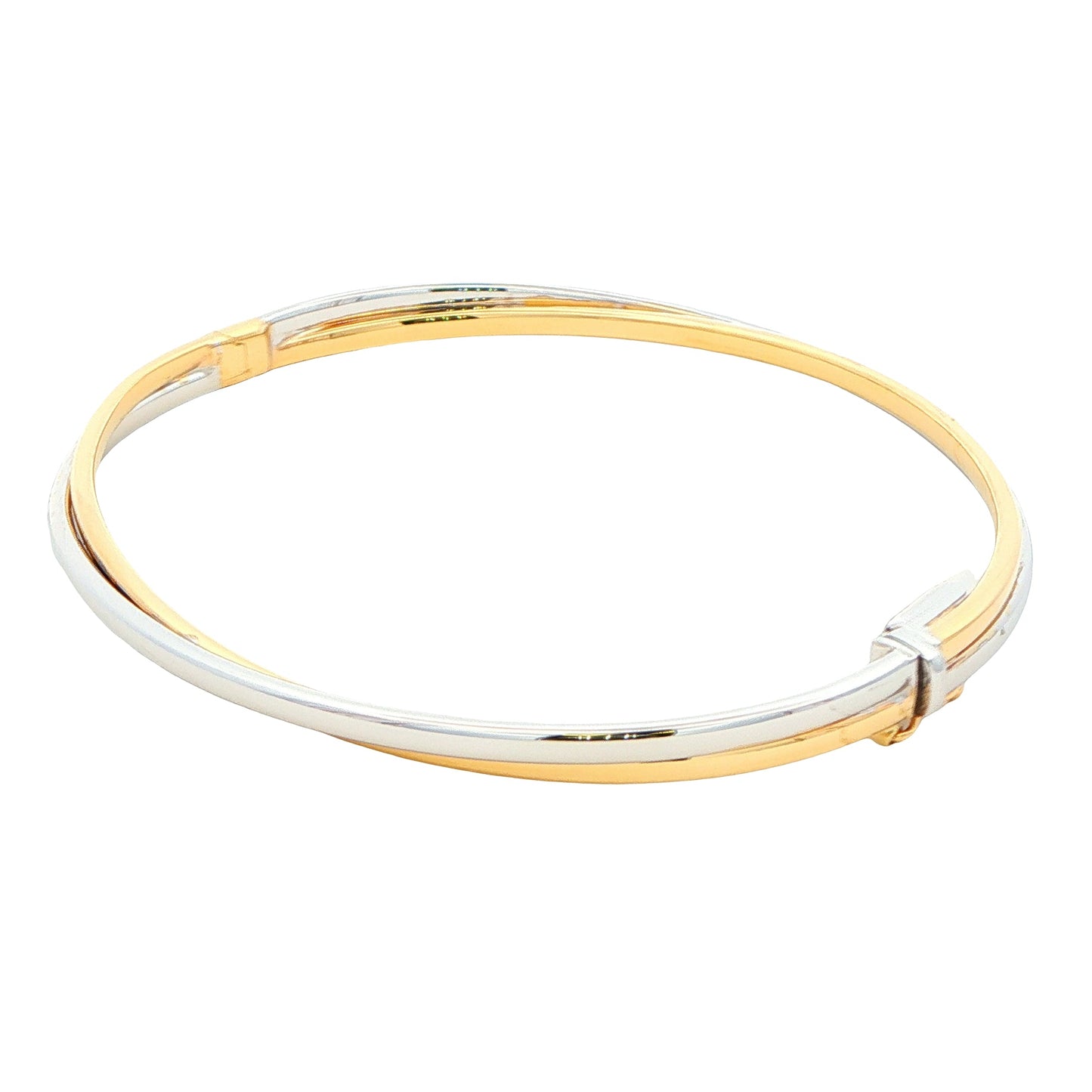 Yellow and White Gold Cross-Over Bangle