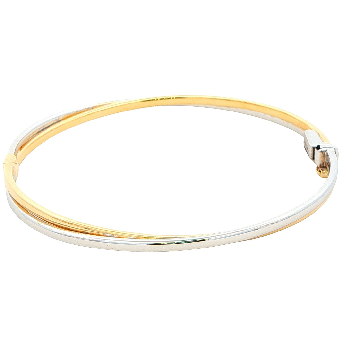Yellow and White Gold Cross-Over Bangle