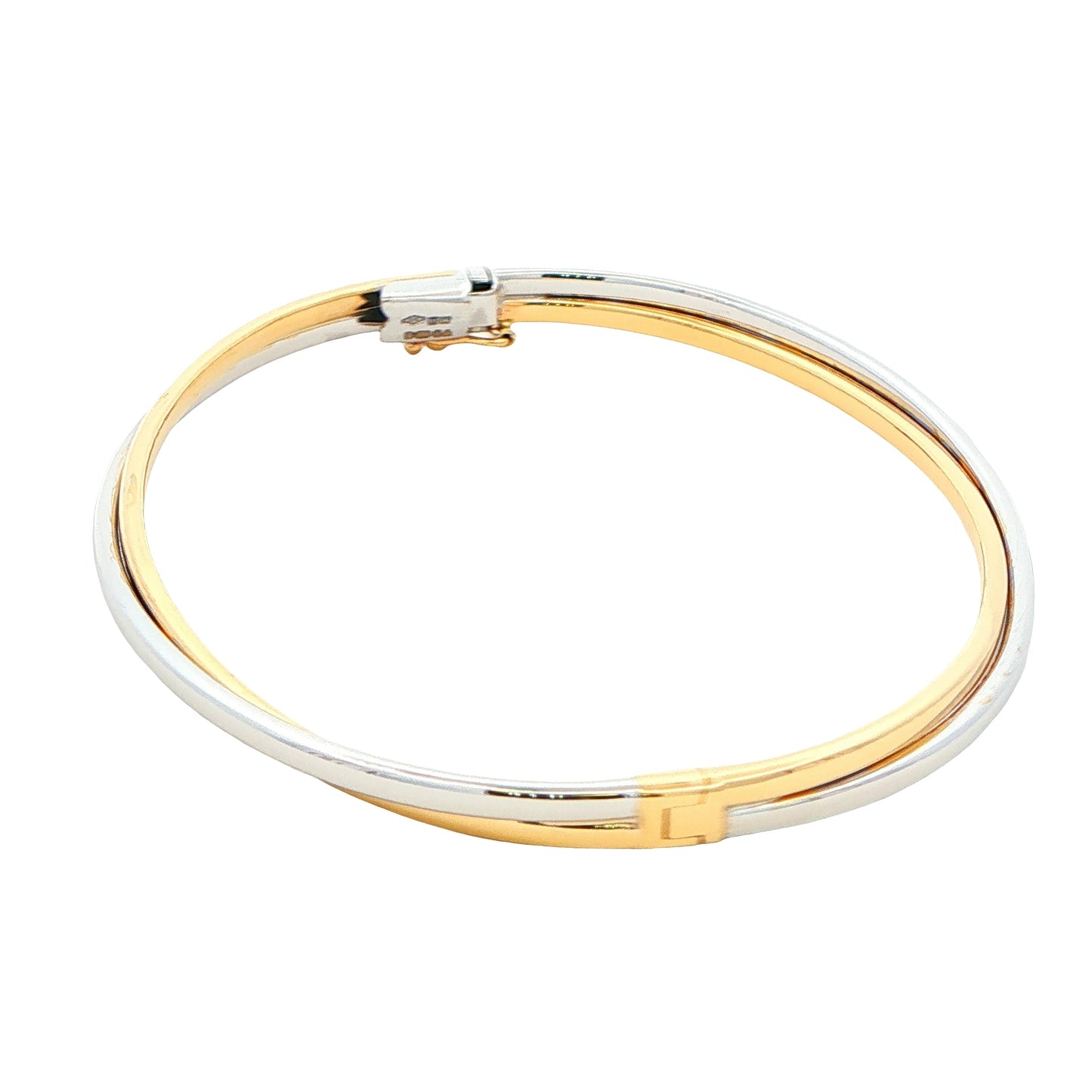 Yellow and White Gold Cross-Over Bangle