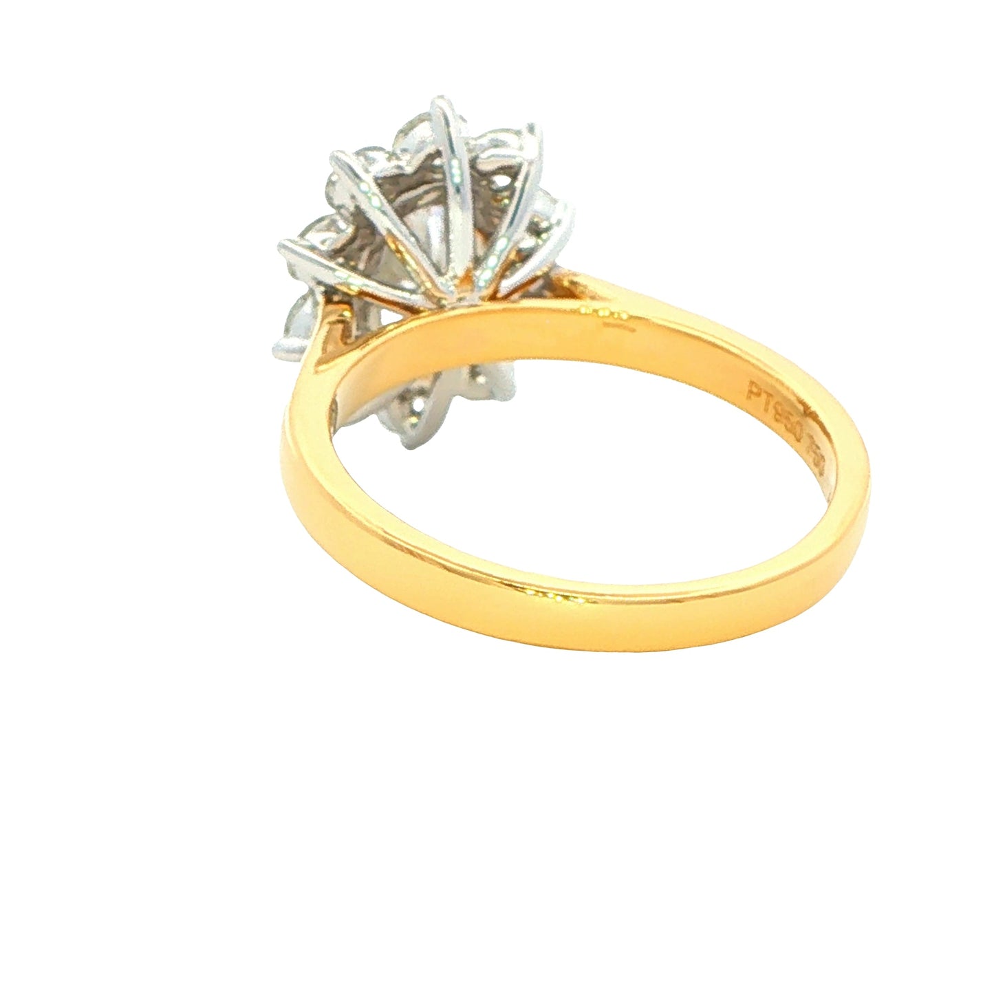 Oval shaped diamond and 10 round brilliant cut diamond cluster style ring - 1.92ct