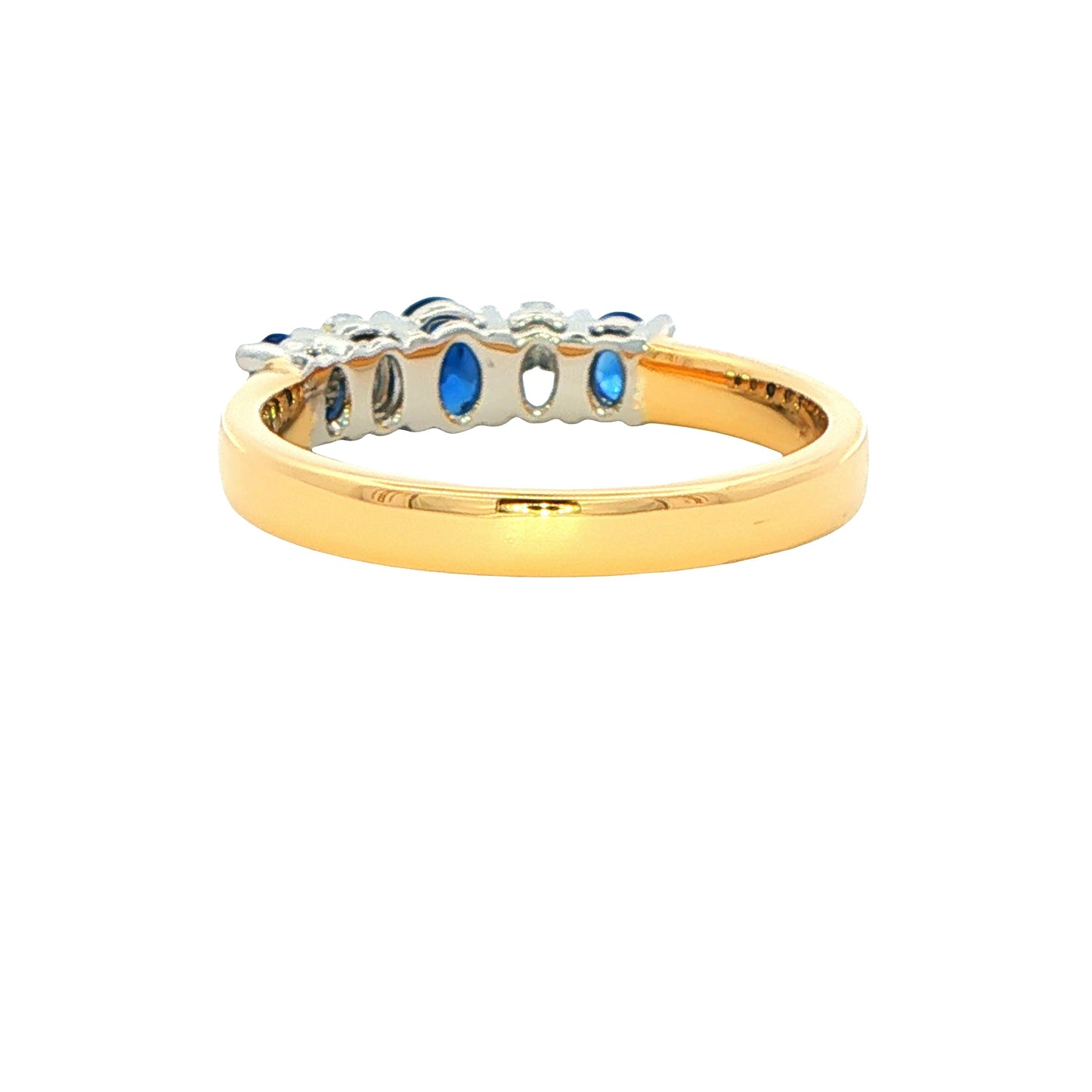 Sapphire and diamond oval shaped 5 stone ring