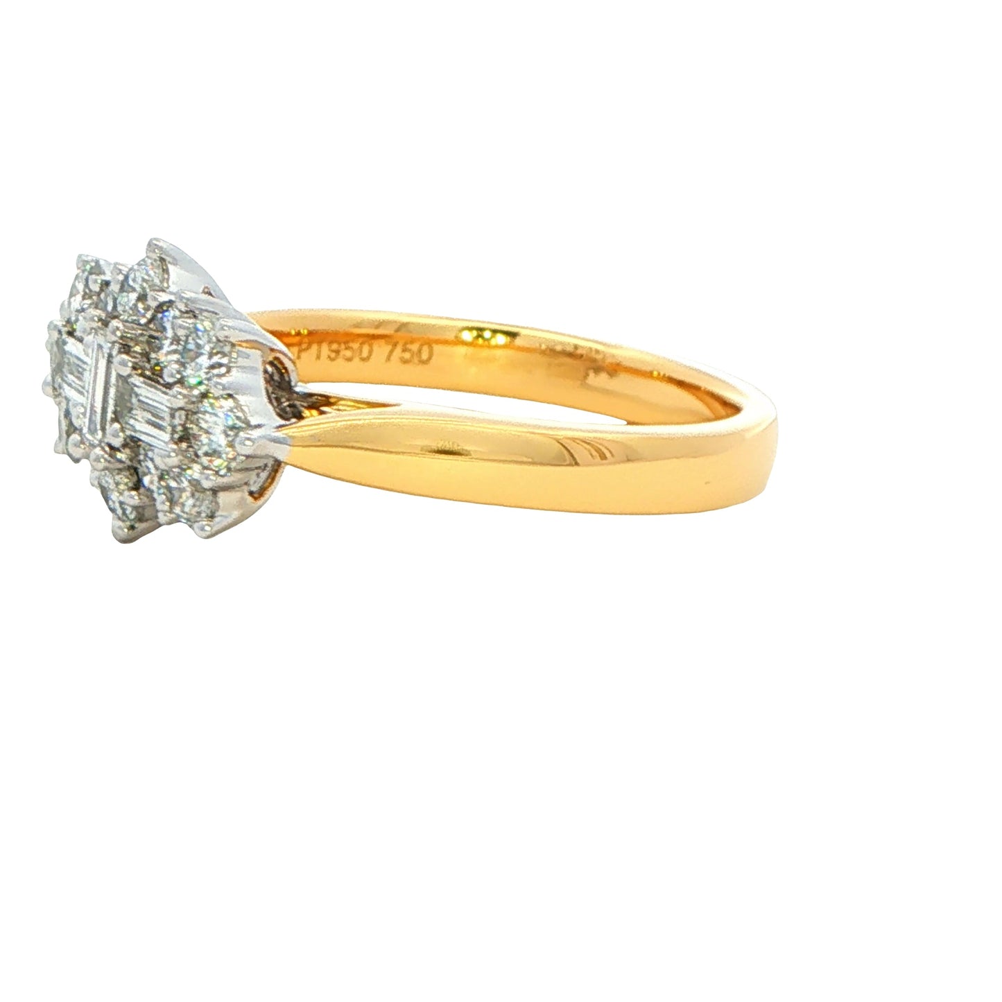 Emerald and Round Brilliant Cut Diamond Cluster Ring - 1.02cts