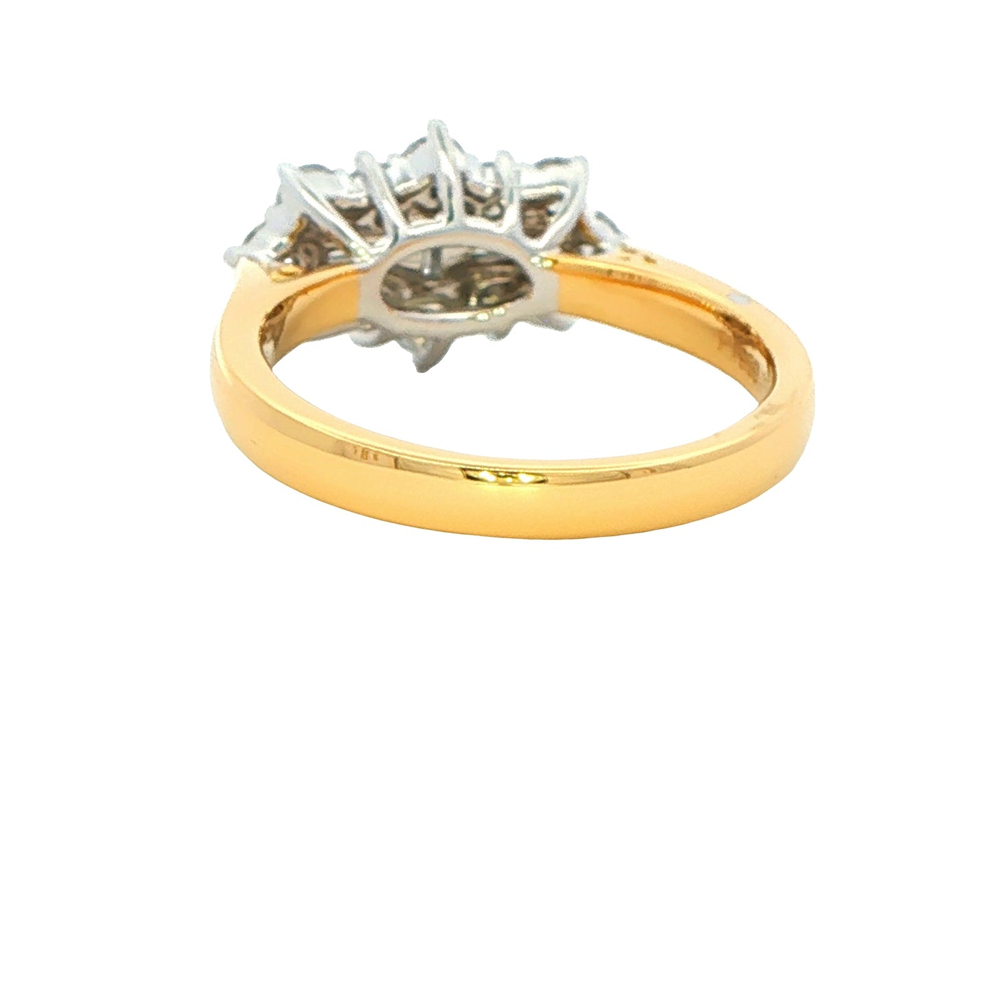 Emerald and Round Brilliant Cut Diamond Cluster Ring - 1.02cts
