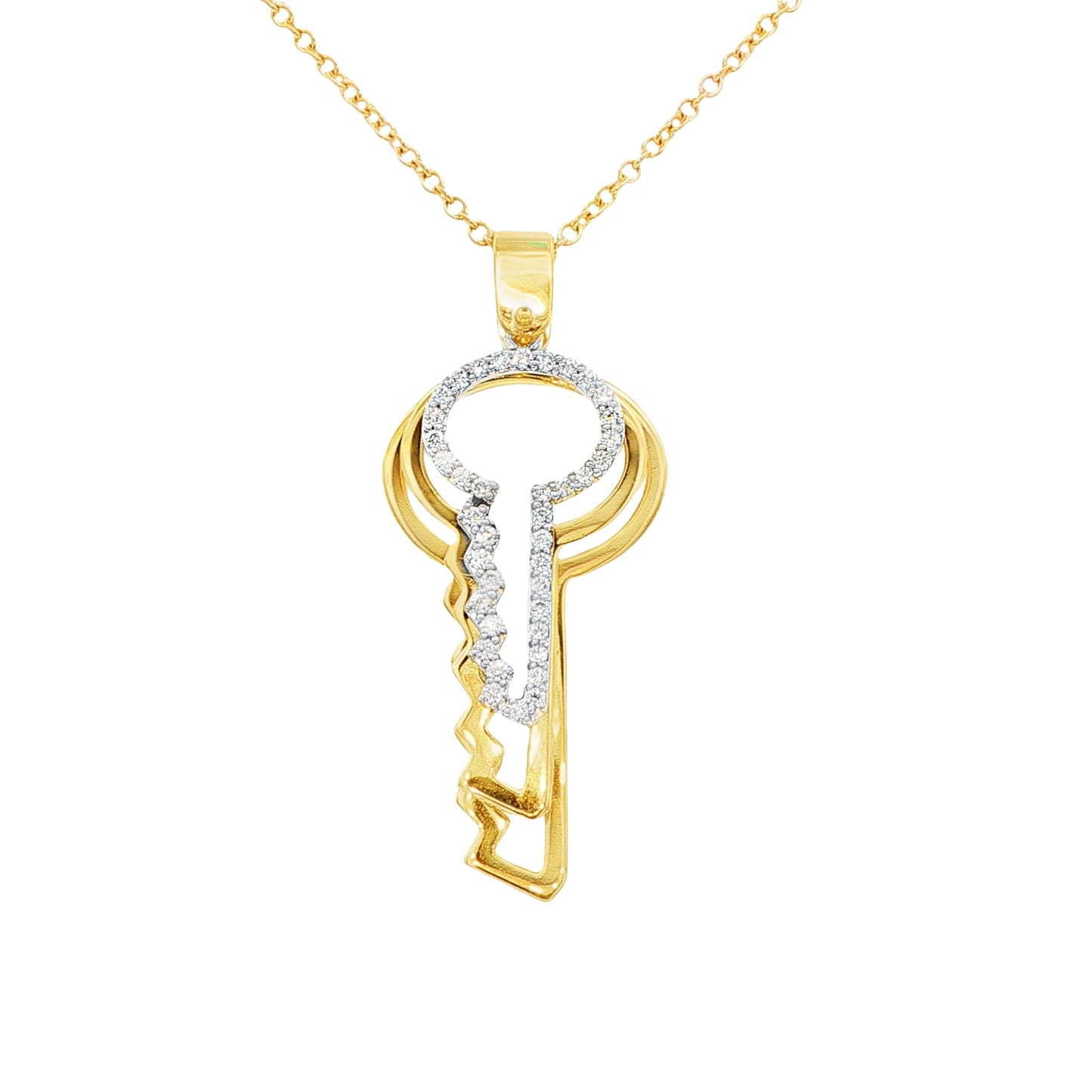 Yellow Gold Diamond Triple Key Pendant