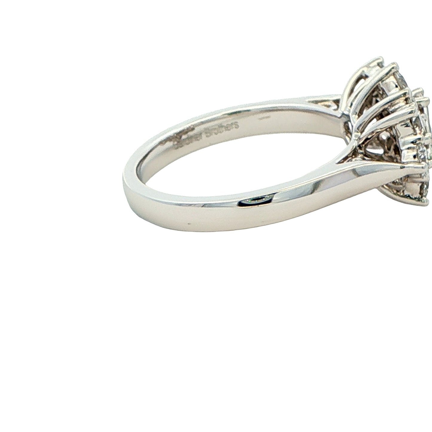 Platinum Round Brilliant and Baguette Cut Diamond Cluster Ring - 1.53cts Gardiner Brothers