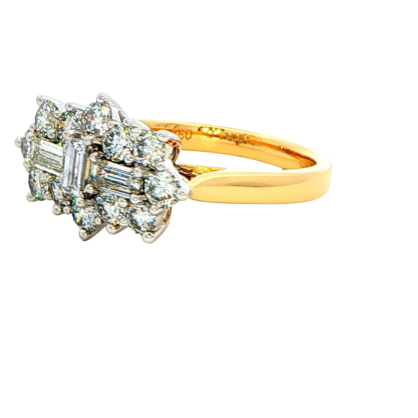 Emerald and Round Brilliant Cut Diamond Cluster Ring - 1.62cts Gardiner Brothers
