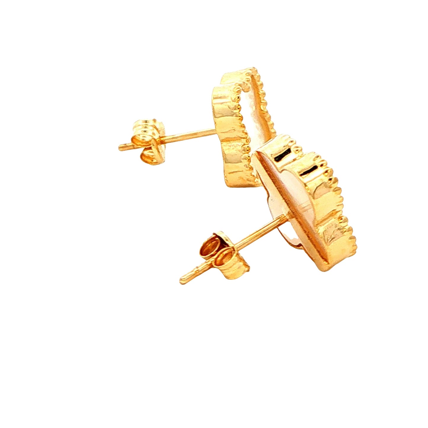 Yellow Gold Mother of Pearl Flower Petal Earrings