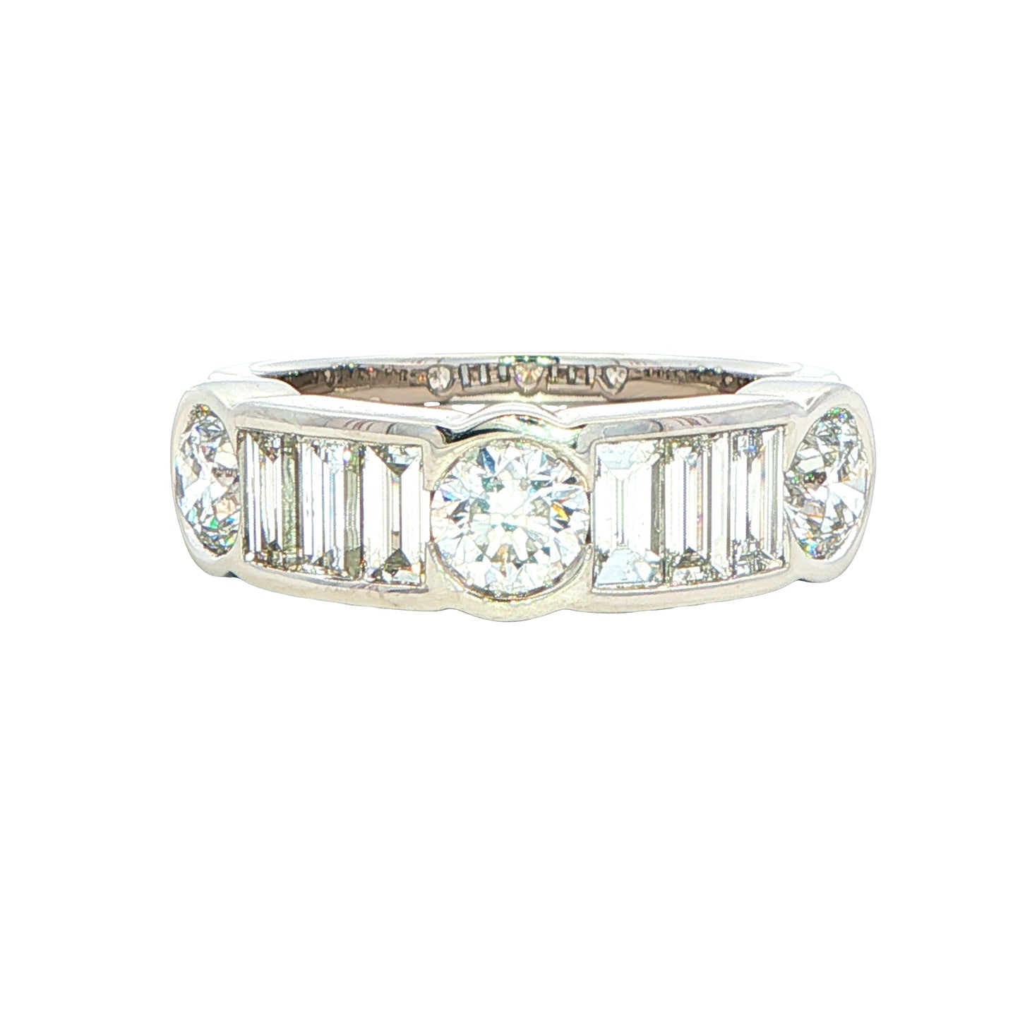 Brilliant and Baguette Cut Diamond 9 Stone Ring - 2.01cts