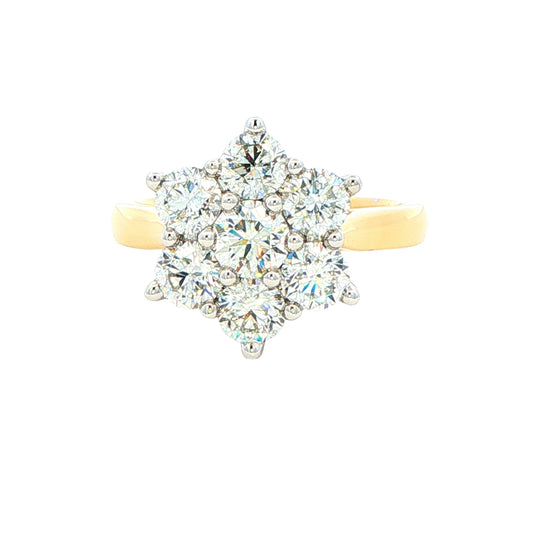 Round brilliant cut diamond 7 stone cluster style ring - 2.02cts