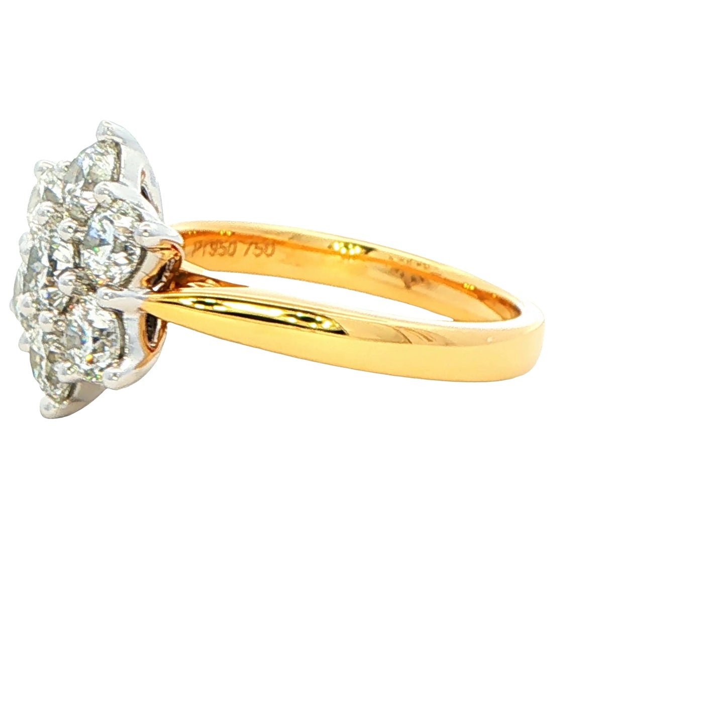 Round brilliant cut diamond 7 stone cluster style ring - 2.02cts