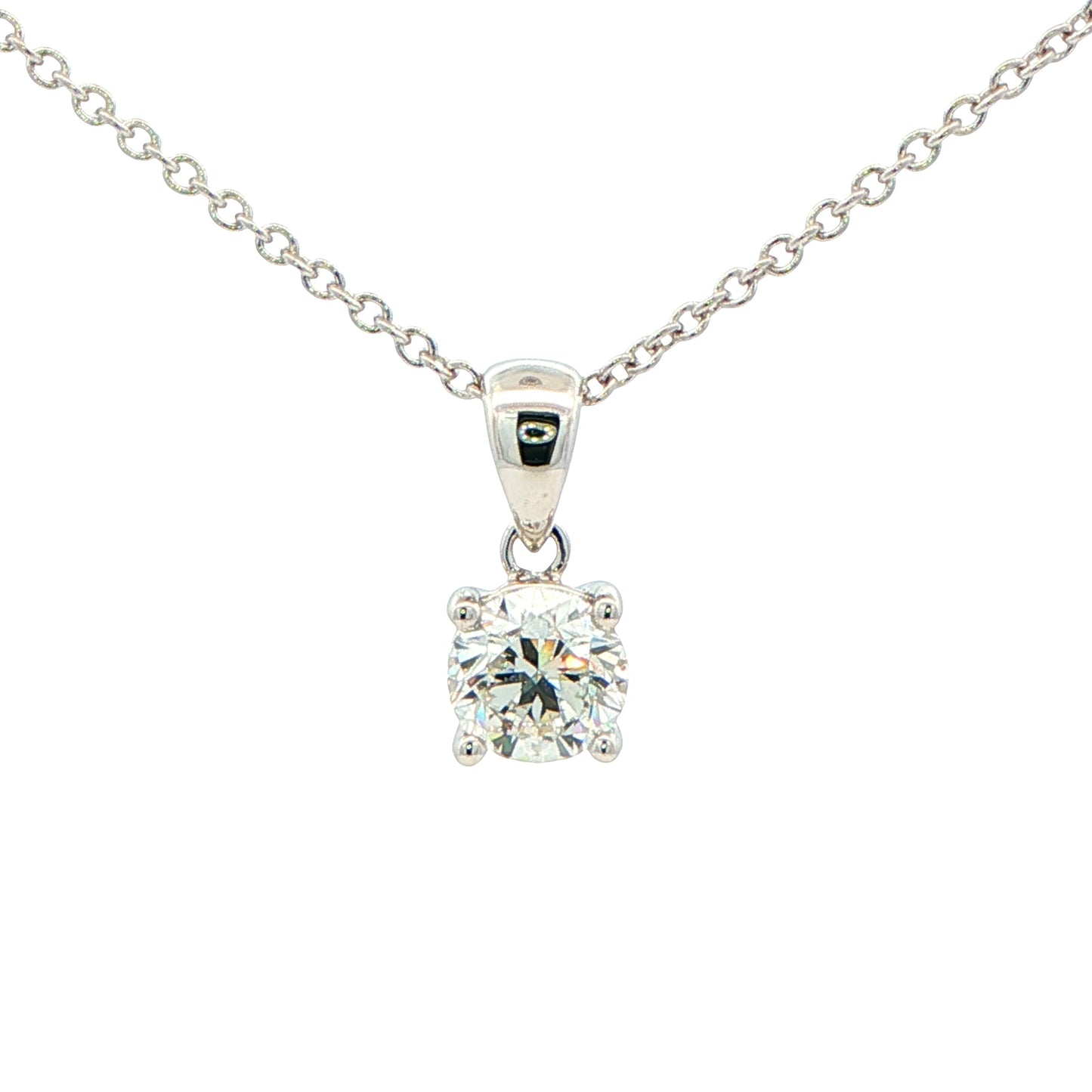 Round brilliant cut diamond solitaire pendant - 1.00cts