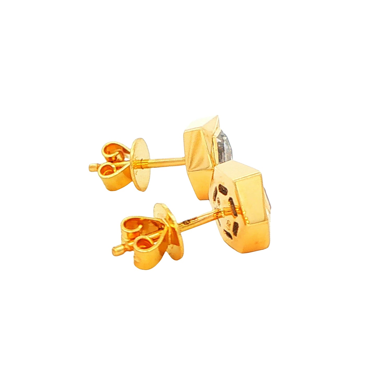 Lab Grown Hexagonal Cut Diamond Solitaire Earrings - 1.40cts Gardiner Brothers