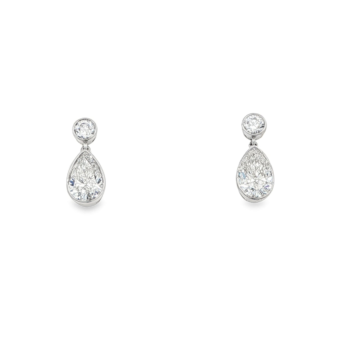 Lab Grown Round Brilliant and Pear Cut Diamond Drop Style Earrings - 1.60cts Gardiner Brothers
