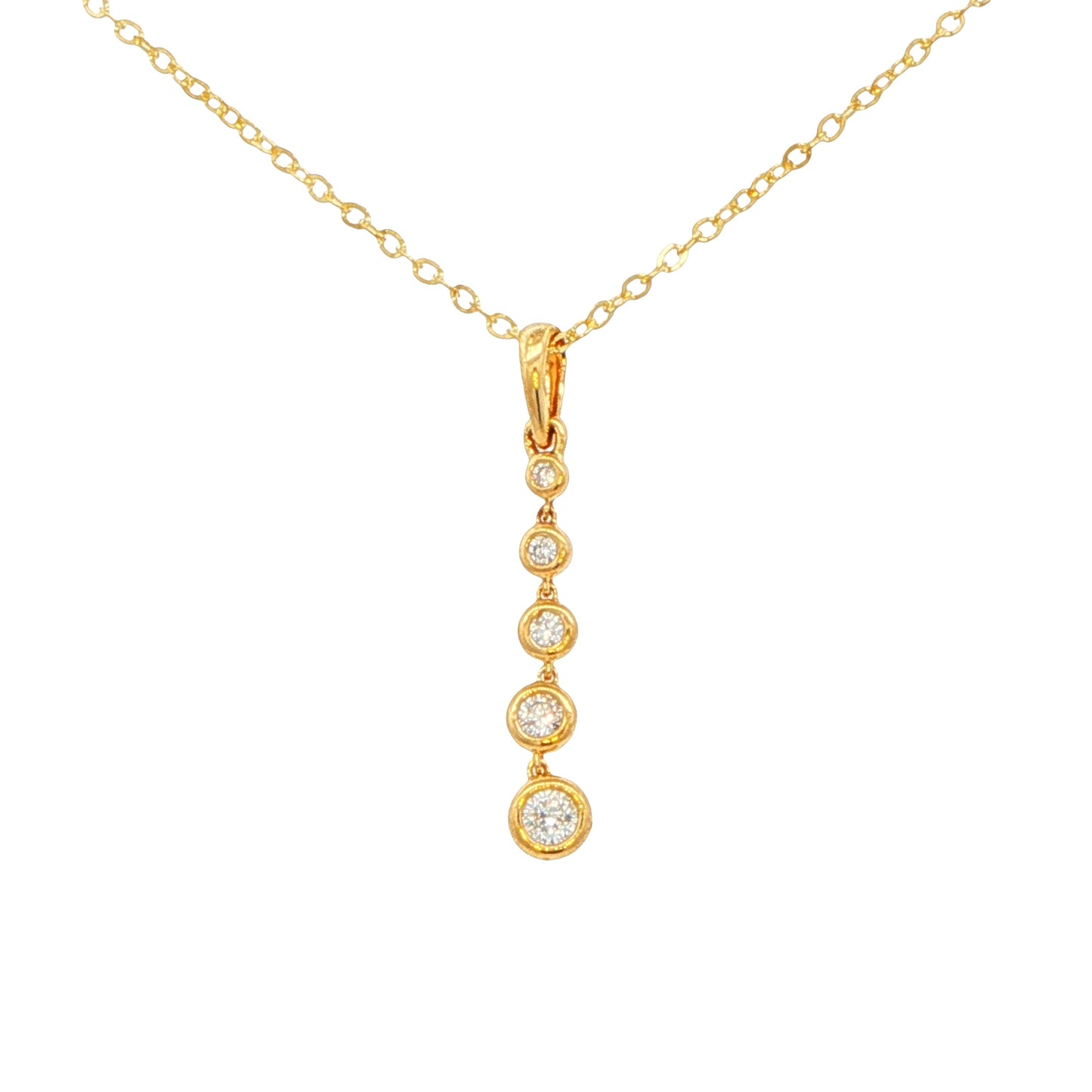 Yellow Gold 5 Diamond Drop Style Pendant Gardiner Brothers
