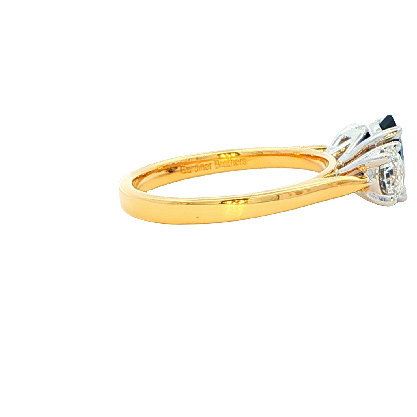 Oval Sapphire and Round Brilliant Cut Diamond 3 Stone Ring Gardiner Brothers