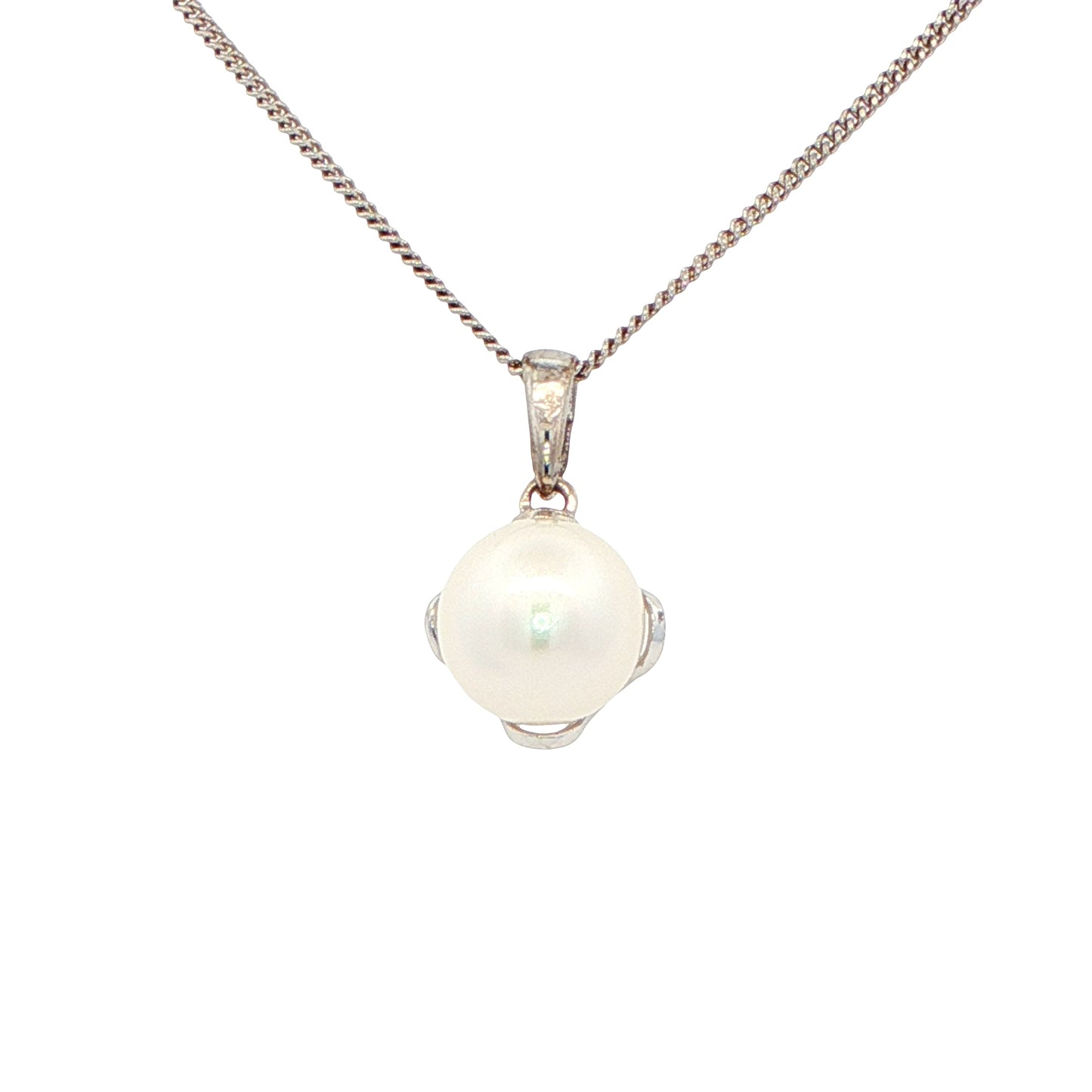 White Gold Pearl Flower Design Pendant Gardiner Brothers