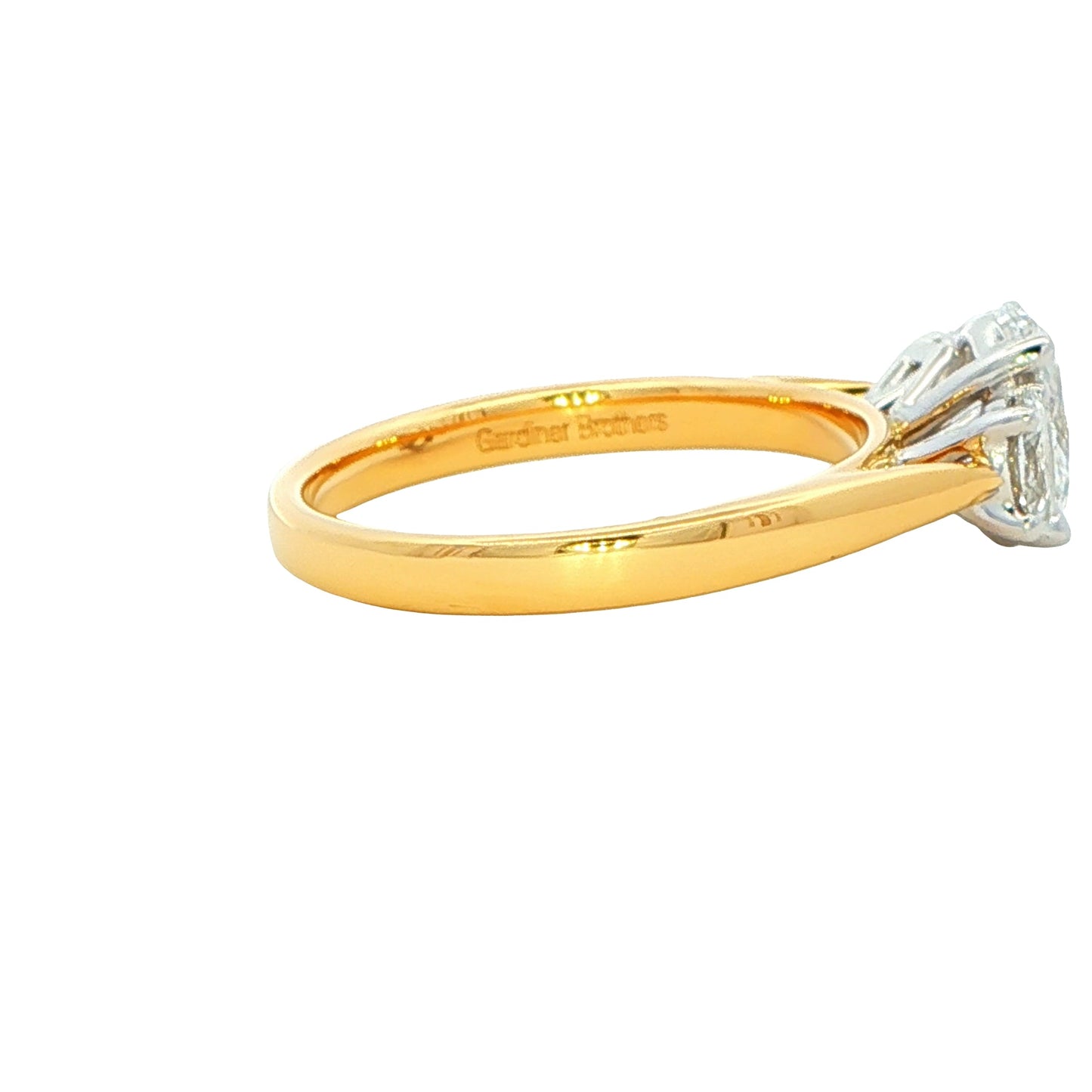 Yellow Gold Oval shaped diamond 3 stone ring - 1.40cts Gardiner Brothers
