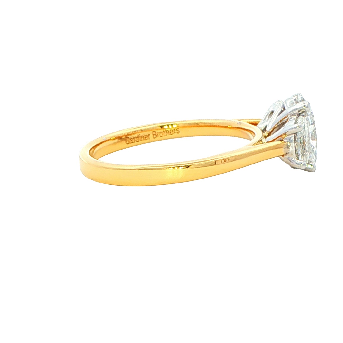 Yellow Gold Oval shaped diamond 3 stone ring - 1.62cts Gardiner Brothers