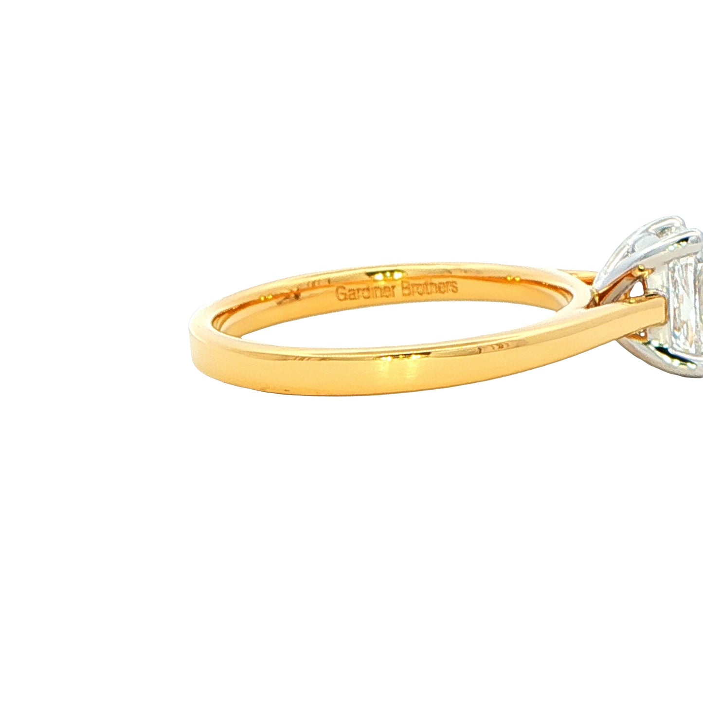 Yellow Gold Elongated Cushion shaped diamond solitaire ring - 1.00cts Gardiner Brothers