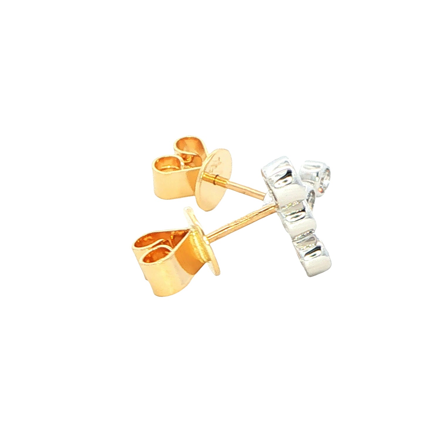 Yellow and White Gold Round Brilliant cut diamond 3 stone earring Gardiner Brothers