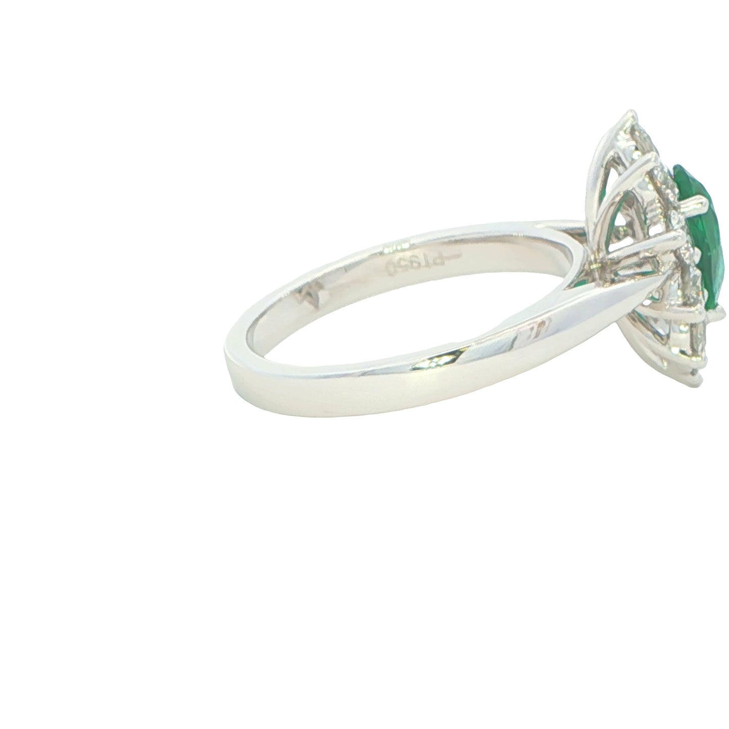 Pear Shaped emerald and round brilliant cut diamond cluster ring Gardiner Brothers
