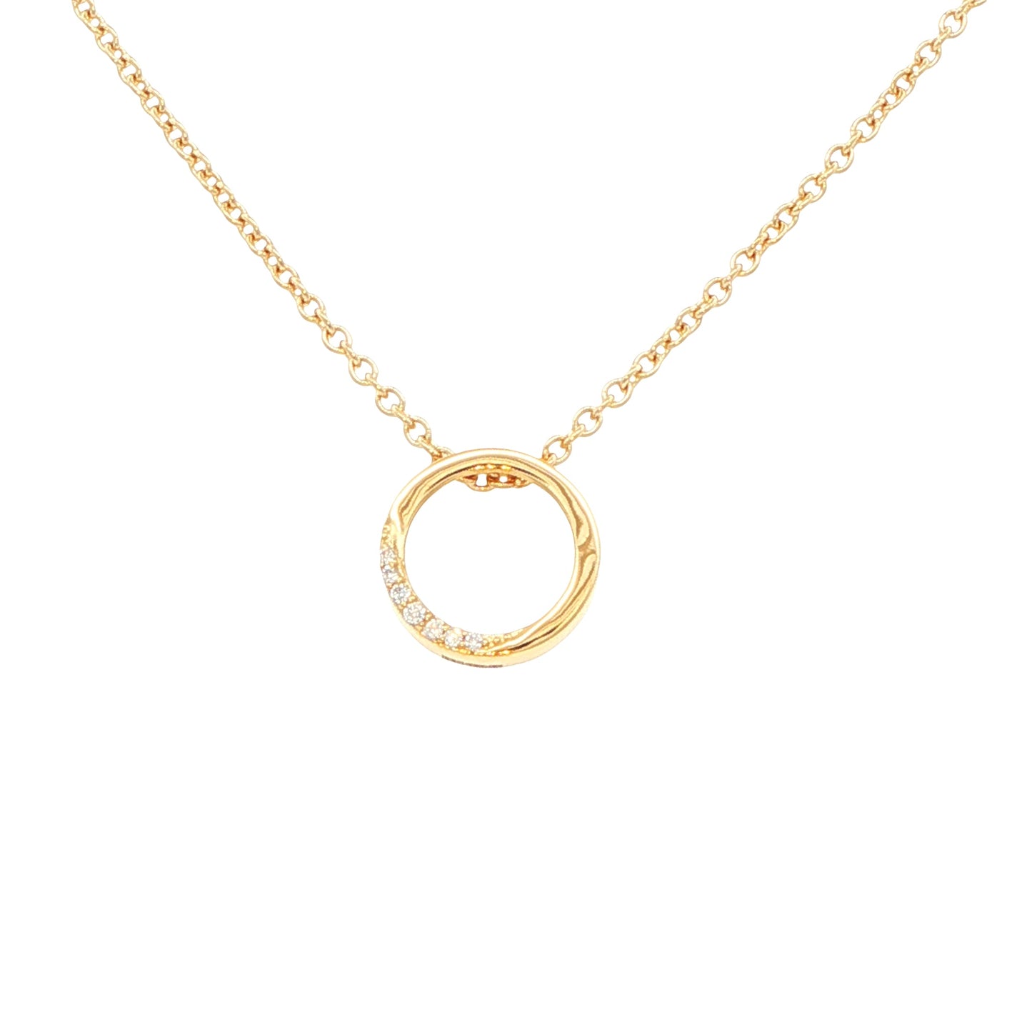 Yellow Gold Diamond Accent Circle Pendant