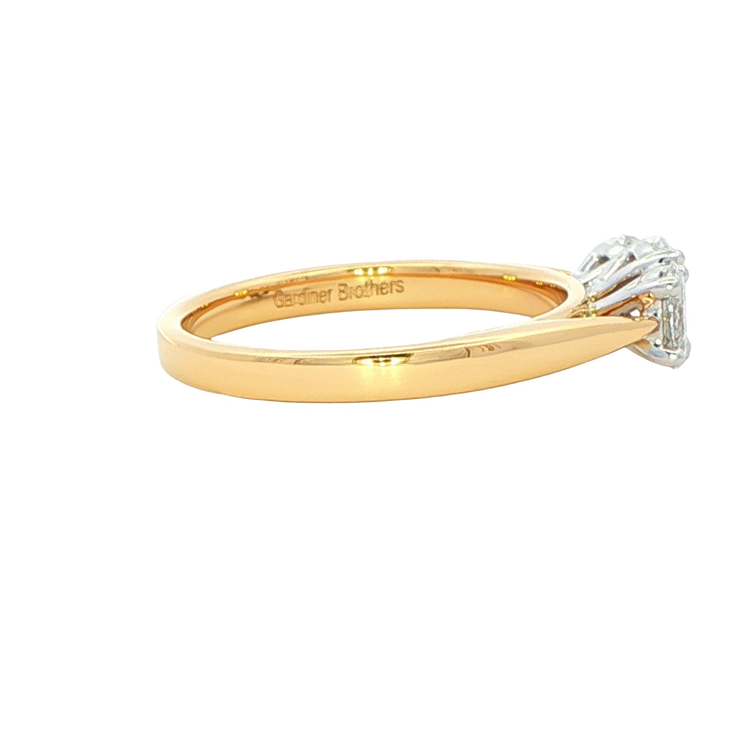 Yellow Gold Oval shaped diamond 3 stone ring - 0.81cts Gardiner Brothers